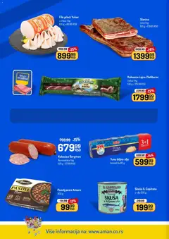 Aman katalog - pregled Aman kataloga - važi od 16.02.2026 | Strana: 4 | Proizvode: Skuša, Pileći file, Ulje, Kobasica
