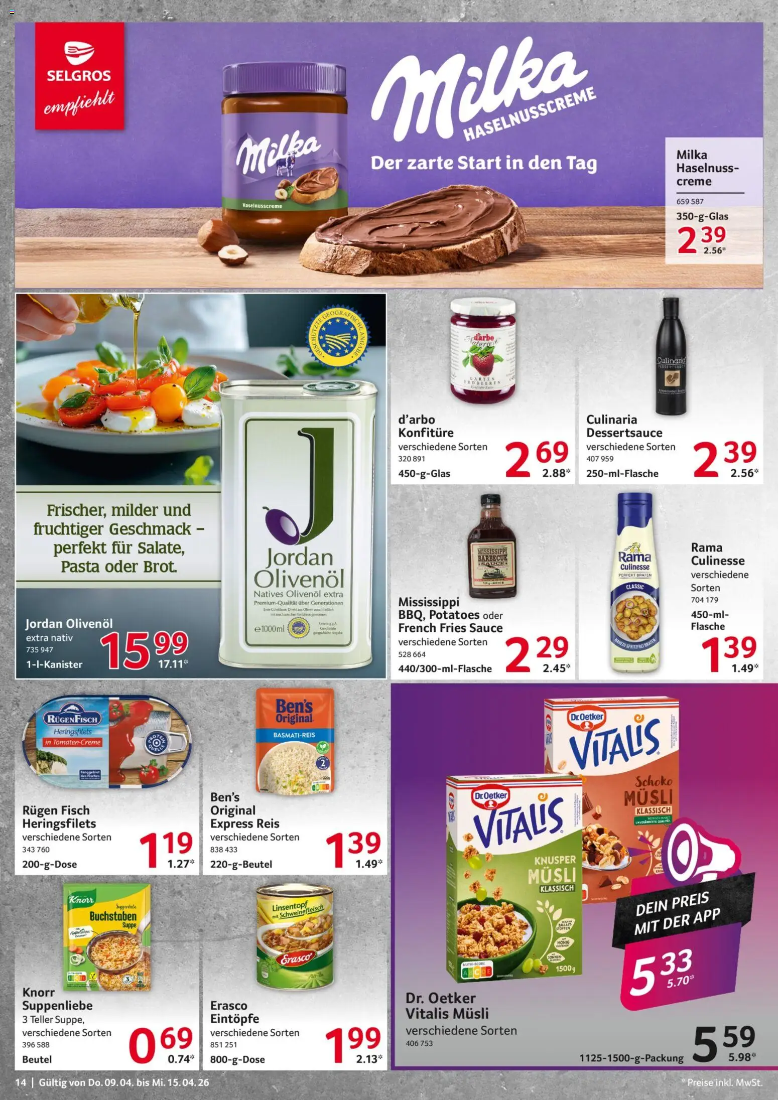 Selgros Prospekt 	 – gültig ab 09.04.2026 | Seite: 14 | Produkte: Olivenol, Creme, Erdbeeren, Erasco