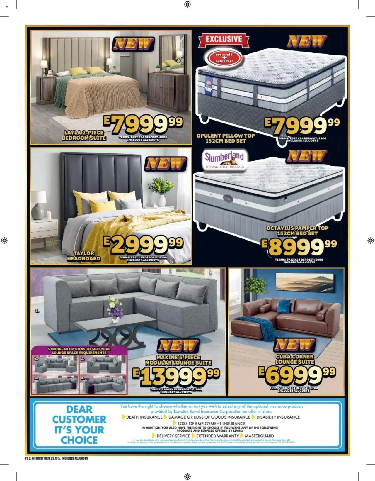 Lewis Stores - Eswatini Leaflet │ valid from 11.08.2025 | Page: 2 | Products: Phone, Headboard, Pillow, Lounge suite