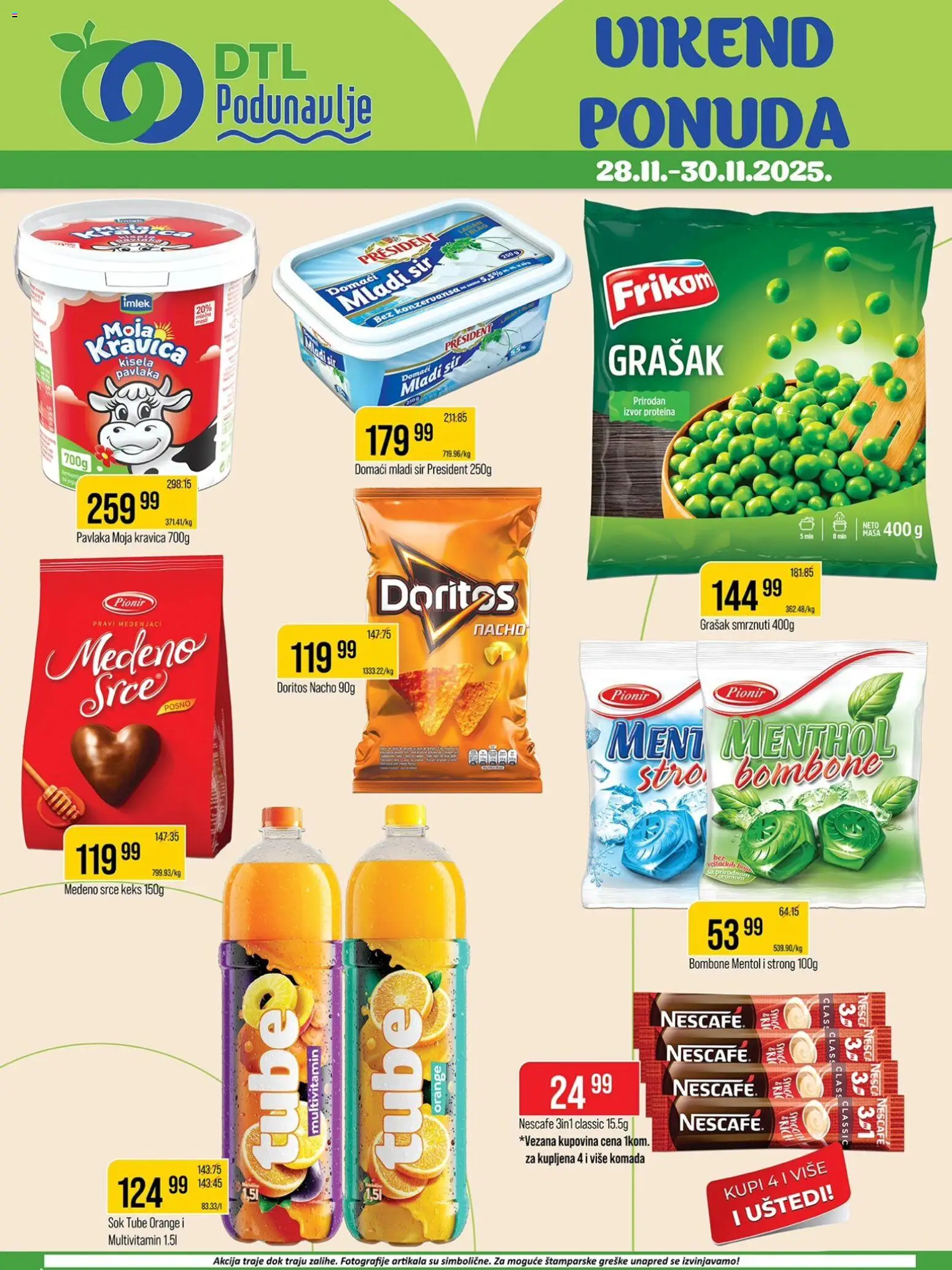 Podunavlje katalog - važi od 28.11.2025 | Strana: 1 | Proizvode: Keks, Mladi sir, Sir, Nescafé