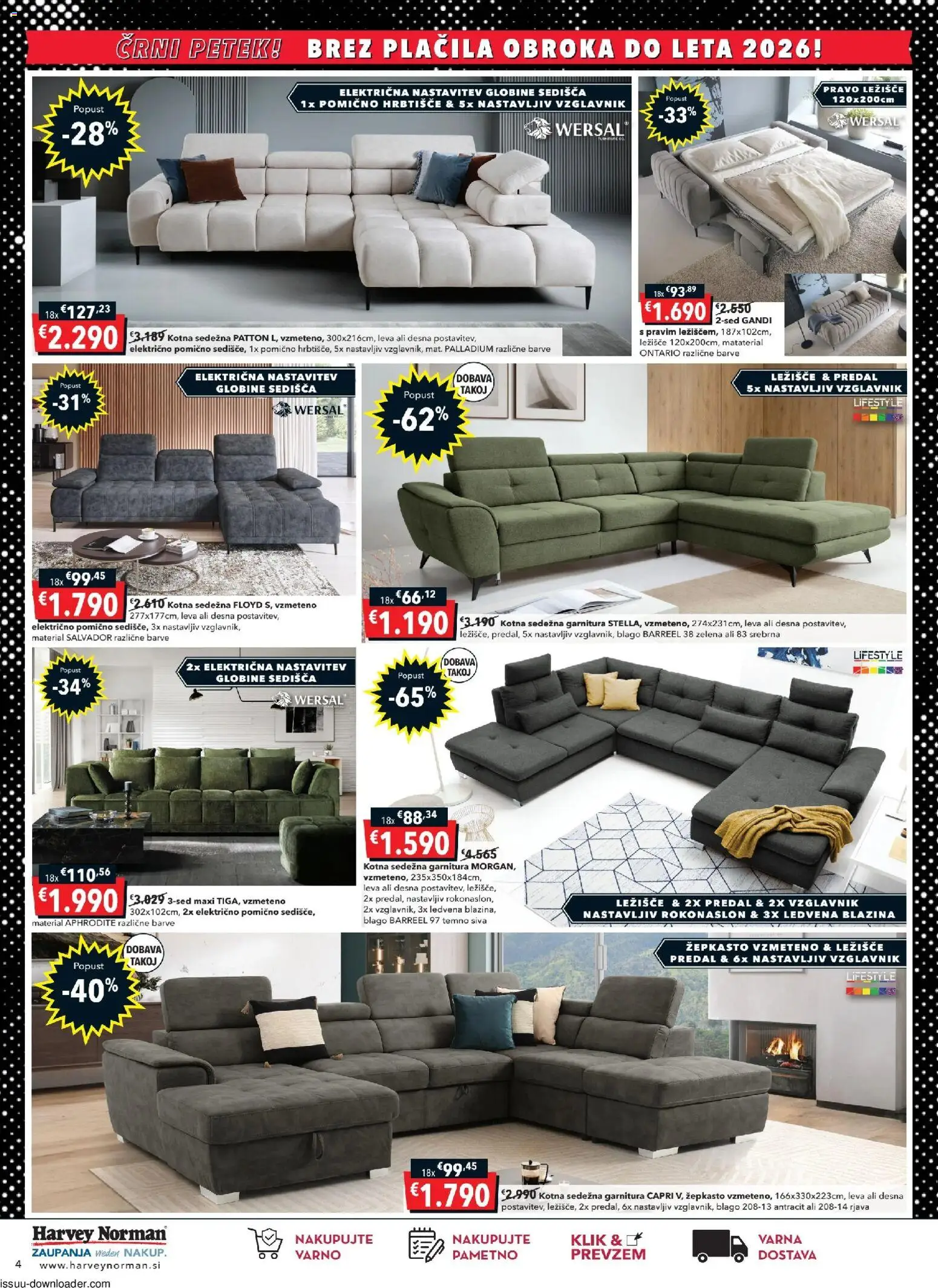 Novi Harvey Norman katalog ponudbe – veljaven od 03.11.2025 | Stran: 4 | Izdelki: Ležišče, Blazina, Sedezna garnitura, Zelena