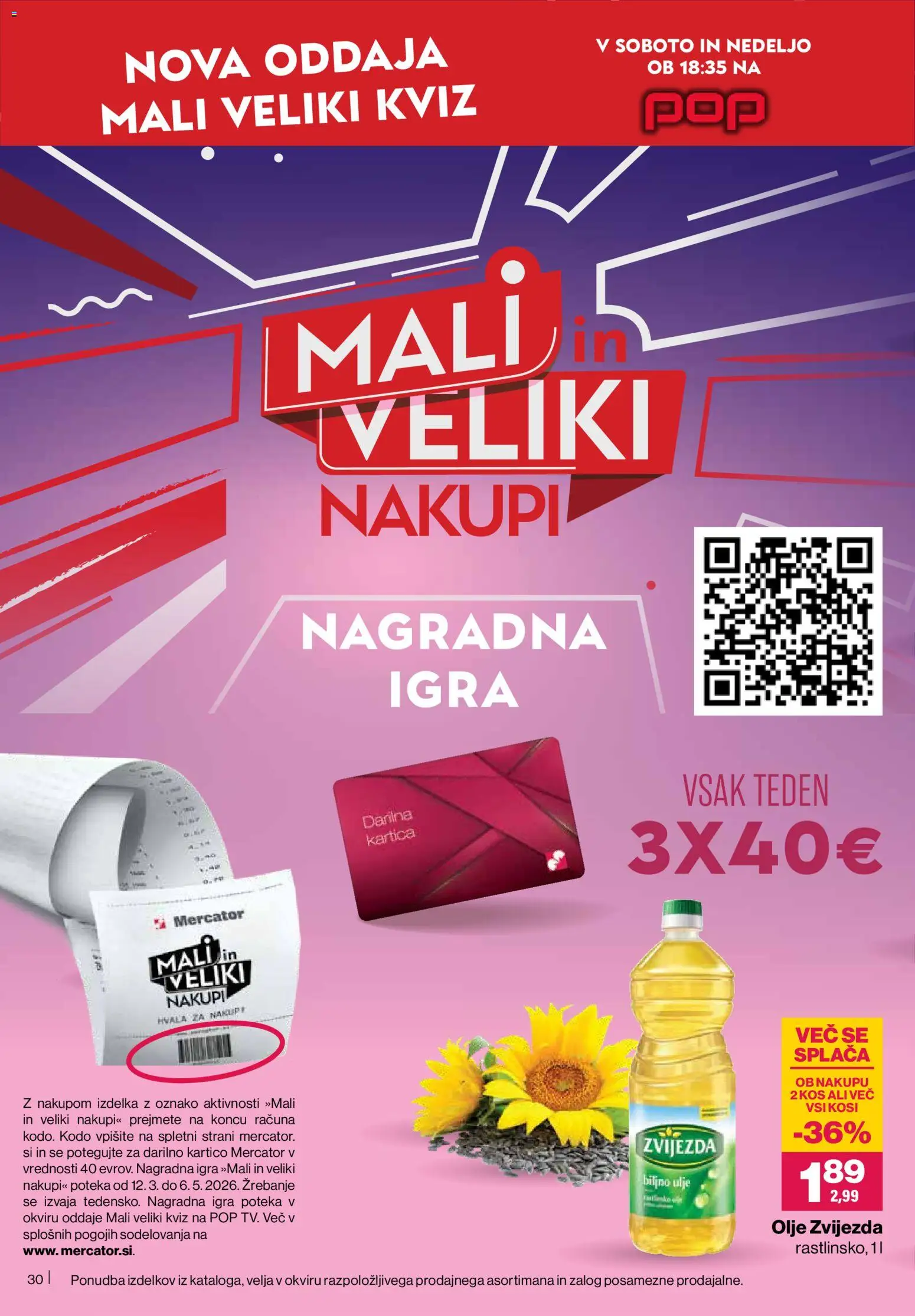 Novi Mercator katalog ponudbe – veljaven od 19.03.2026 | Stran: 30 | Izdelki: Igra, Kos, Olje
