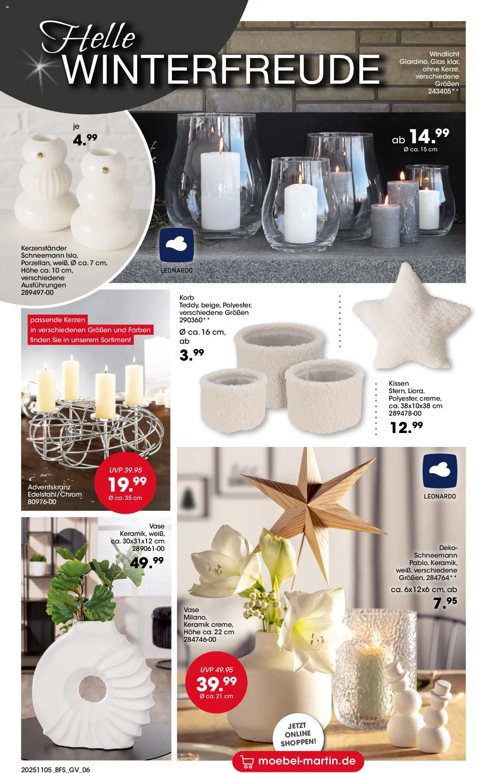 Möbel Martin Zauberhafte Weihnachtszeit – gültig ab 05.11.2025 | Seite: 6 | Produkte: Kissen, Korb, Vase