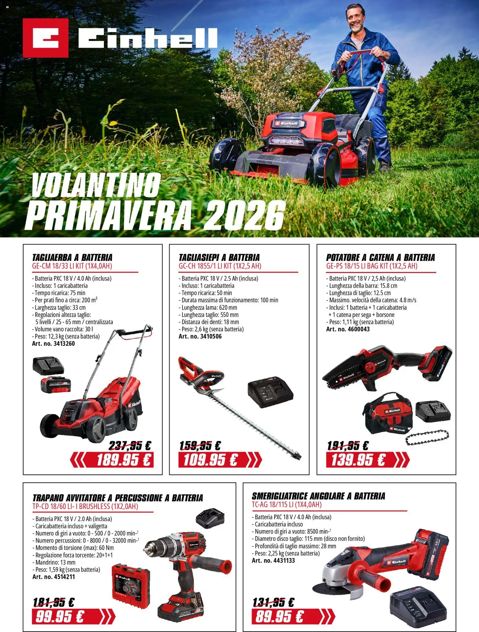 Volantino Einhell del 02.02.2026 | Pagina: 1 | Prodotti: Avvitatore, Sega, Smerigliatrice, Batteria