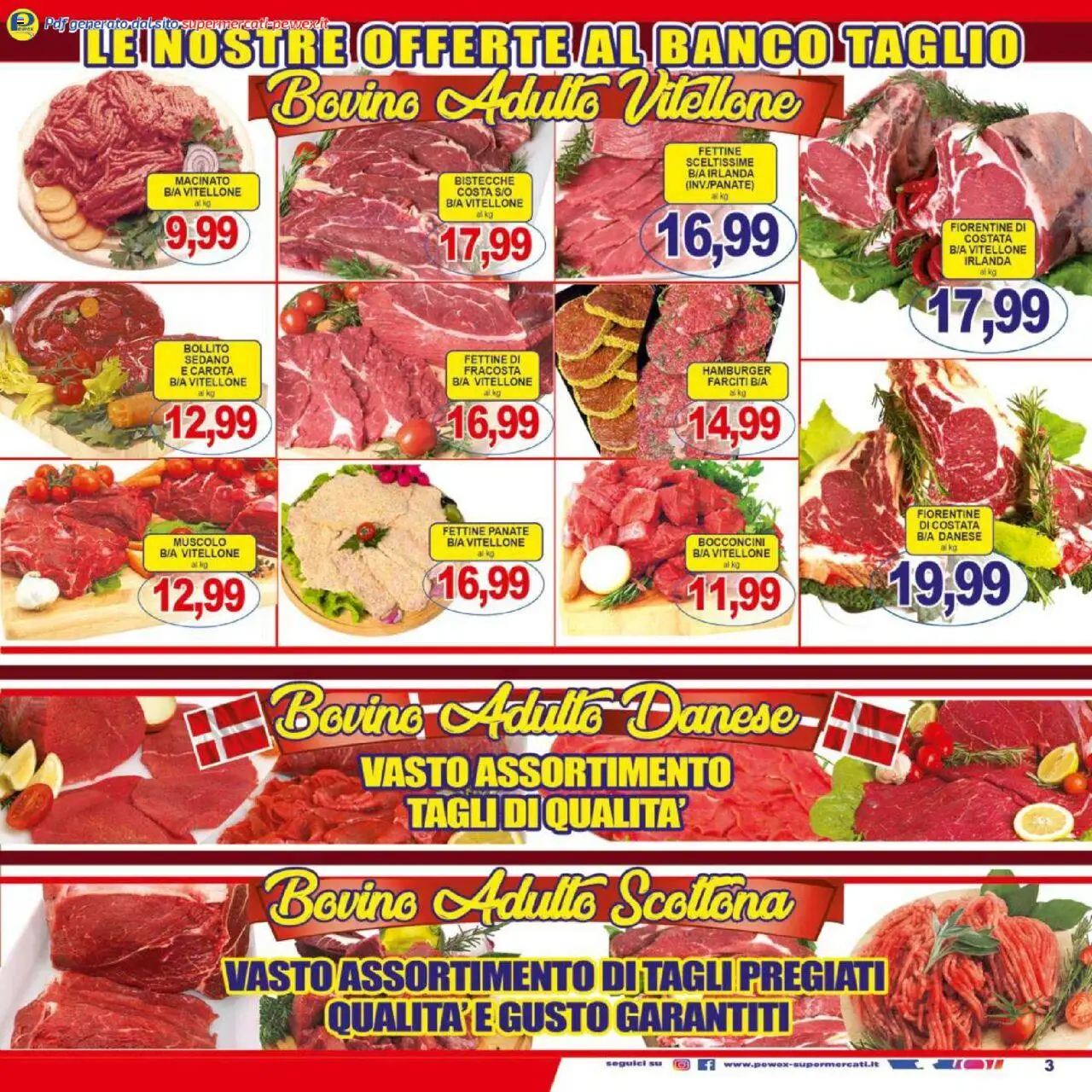 Volantino Pewex del 17.10.2025 | Pagina: 3 | Prodotti: Bovino, Carota, Hamburger, Macinato