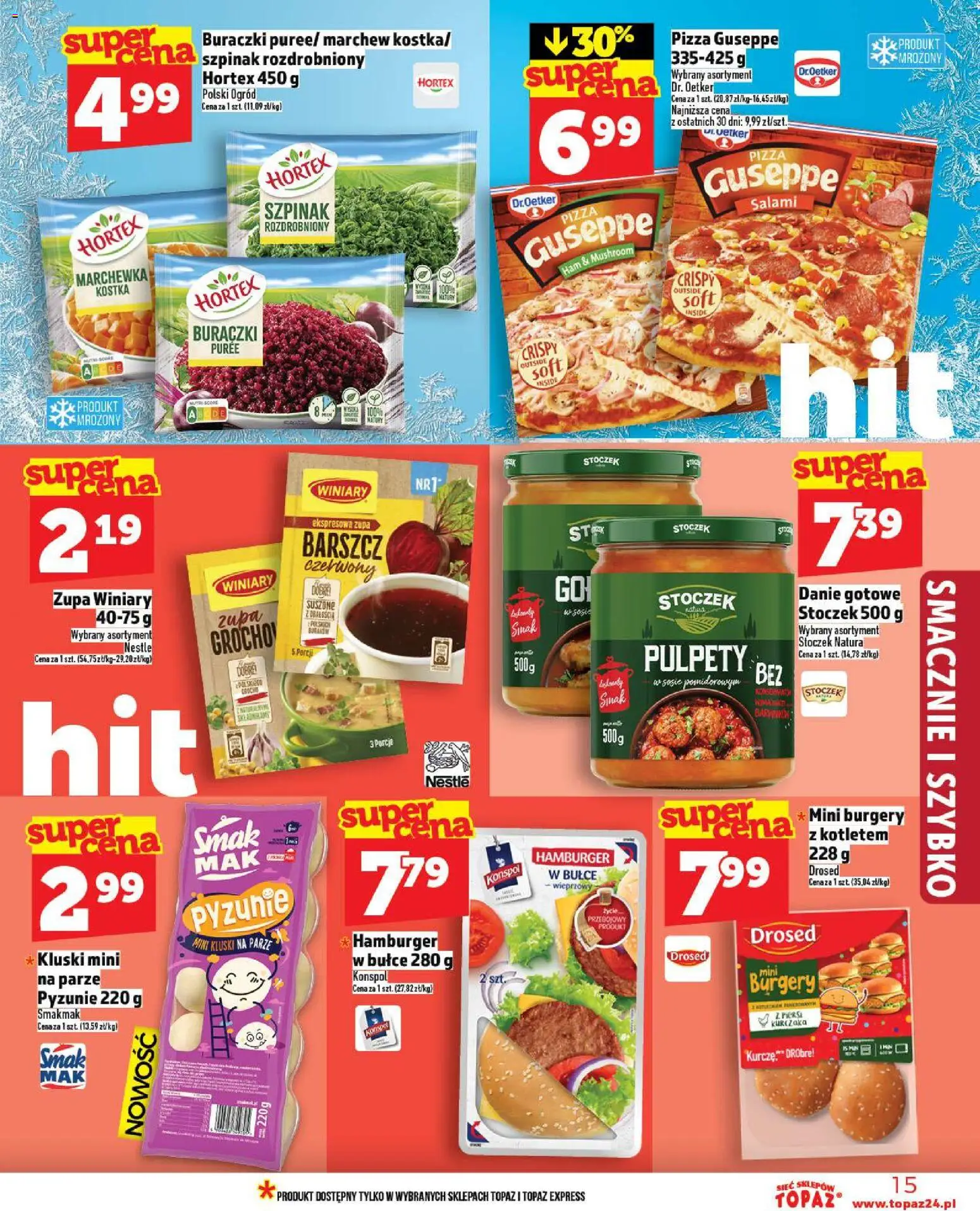 Topaz Gazetka od 13.11.2025 | Strona: 15 | Produkty: Zupa, Salami, Pizza, Marchewka
