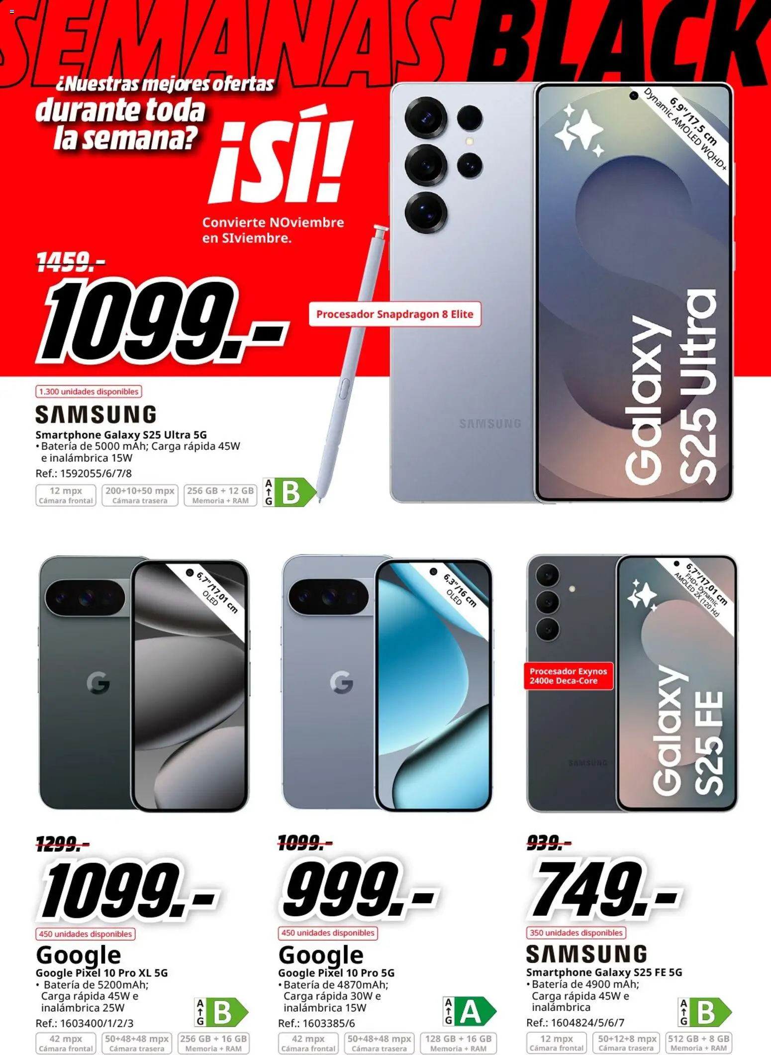 Media Markt Black Friday │ válido desde el 03.11.2025 | Página: 6 | Productos: Smartphone, Cámara, Batería