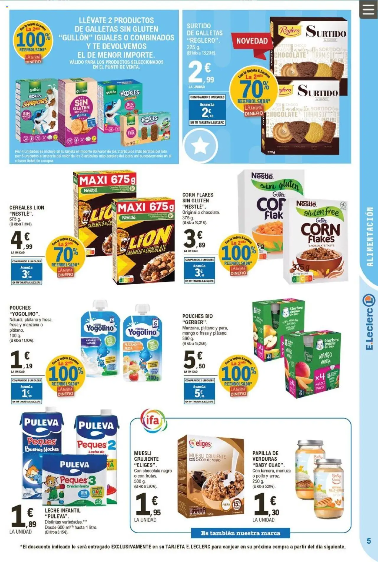 E.Leclerc folleto │ válido desde el 24.09.2025 | Página: 5 | Productos: Cereales, Galletas, Ρούτερ, Συσκευή ροής