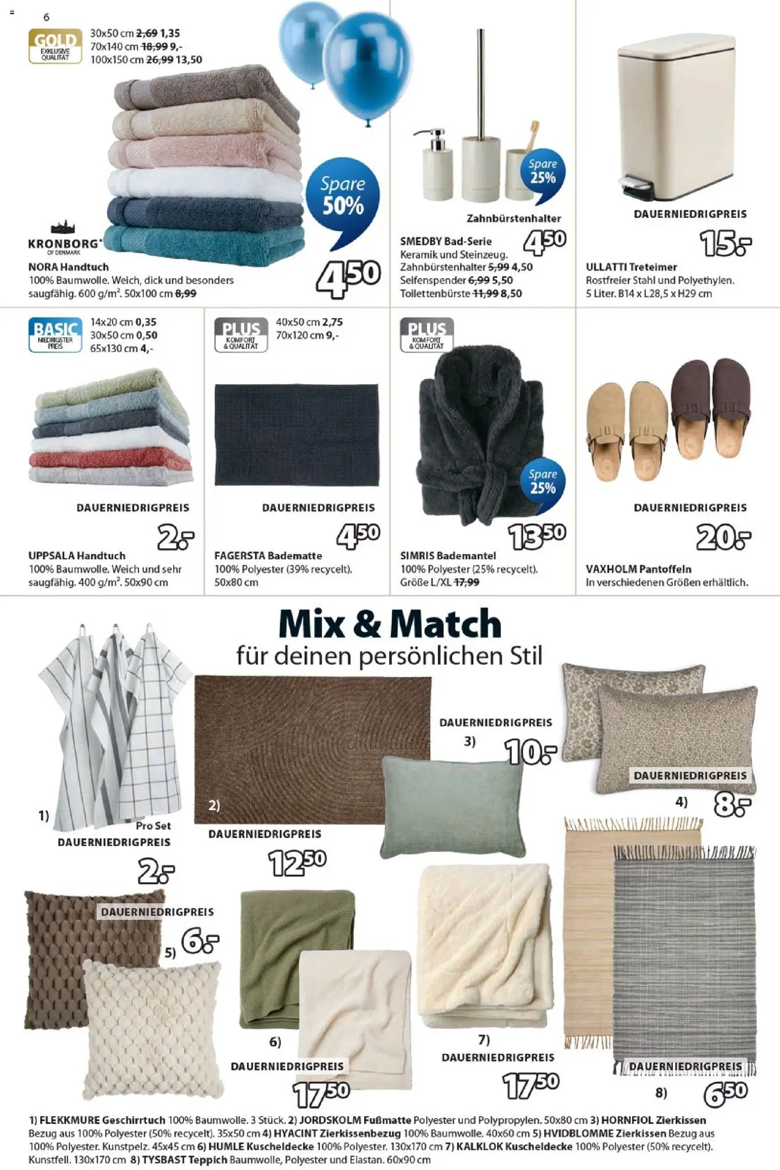 JYSK Aktuelle Prospekt – gültig ab 21.03.2026 | Seite: 6 | Produkte: Teppich, Fußmatte, Seifenspender, Bademantel