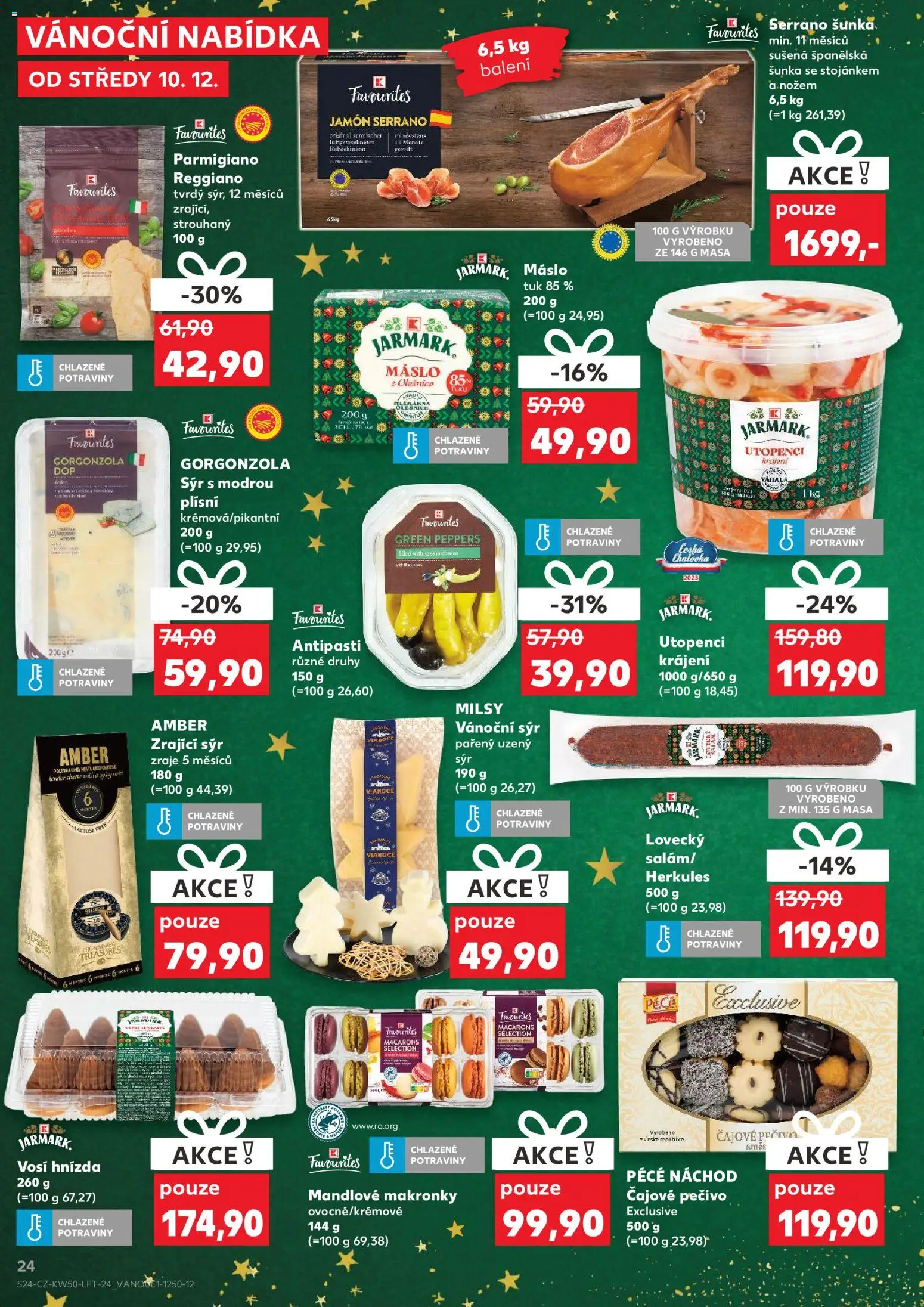 Kaufland leták - Praha 8 od 10.12.2025 | Strana: 24 | Produkty: Máslo, Šunka, Makronky, Jamón Serrano