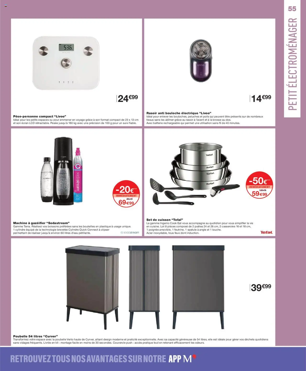 {H1} | Page: 55 | Produits: Casseroles, Spatule, Rasoir, Tefal