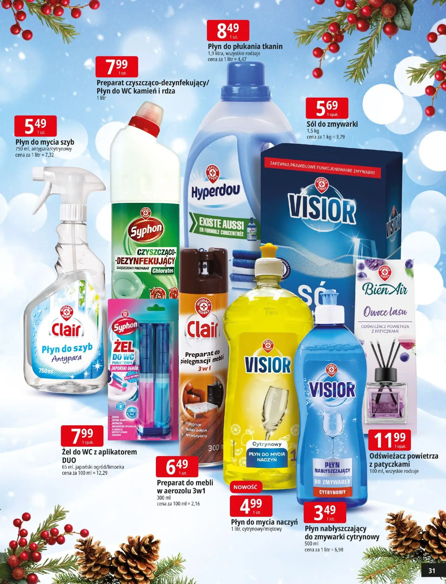 E.Leclerc Gazetka - Warszawa Bielany Święta od 09.12.2025 | Strona: 31 | Produkty: Sól do zmywarki, Płyn nabłyszczający do zmywarki, Owoce, Sól