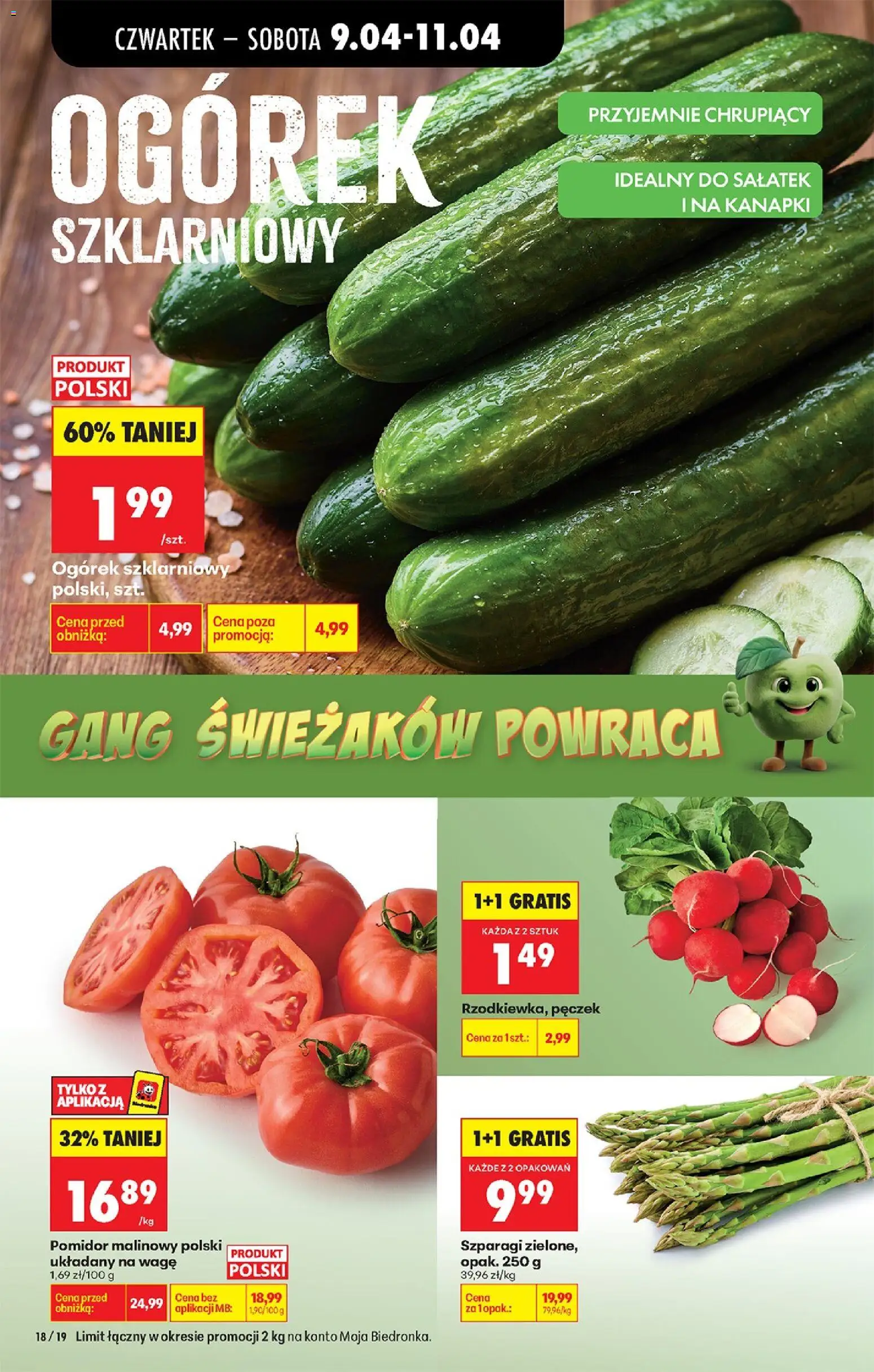 Biedronka gazetka od czwartku od 09.04.2026 | Strona: 26 | Produkty: Pomidor malinowy, Szparagi, Ogórek szklarniowy
