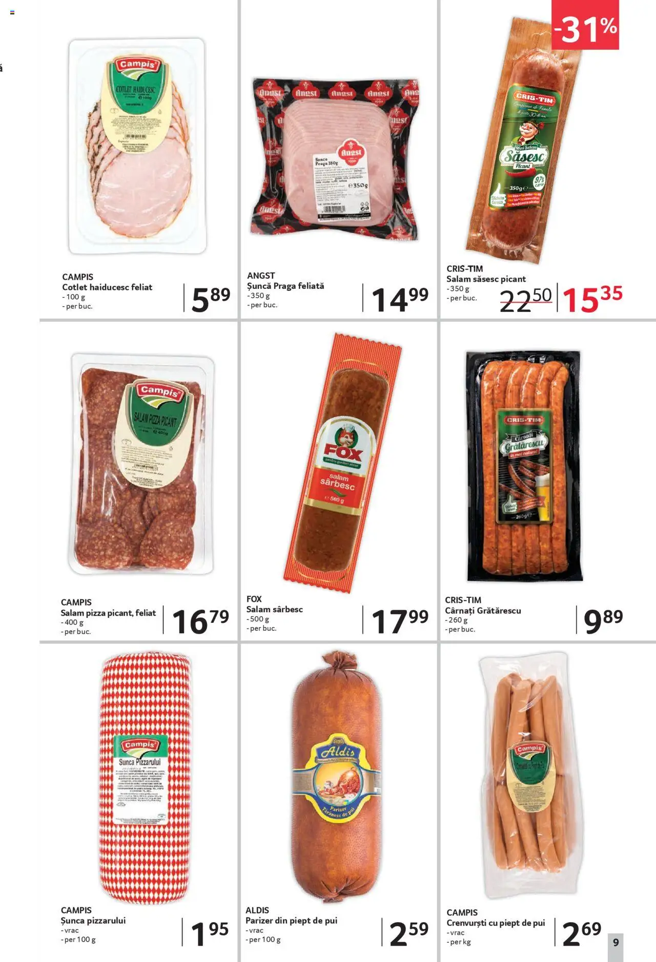 Noul catalog Selgros – valabil de la 19.09.2025 | Pagină: 9 | Produse: Crenvurști, Salam, Pizza, Parizer
