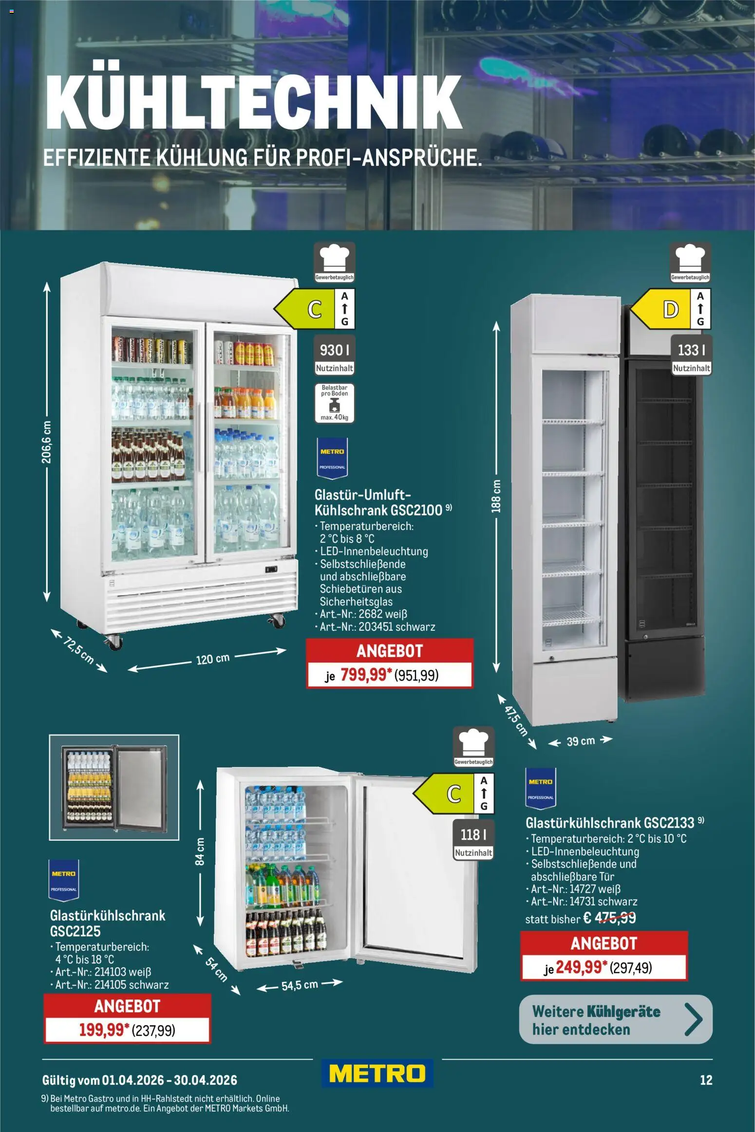 Metro Professional Non-Food Flyer – gültig ab 01.04.2026 | Seite: 12 | Produkte: Tür, Kühlschrank