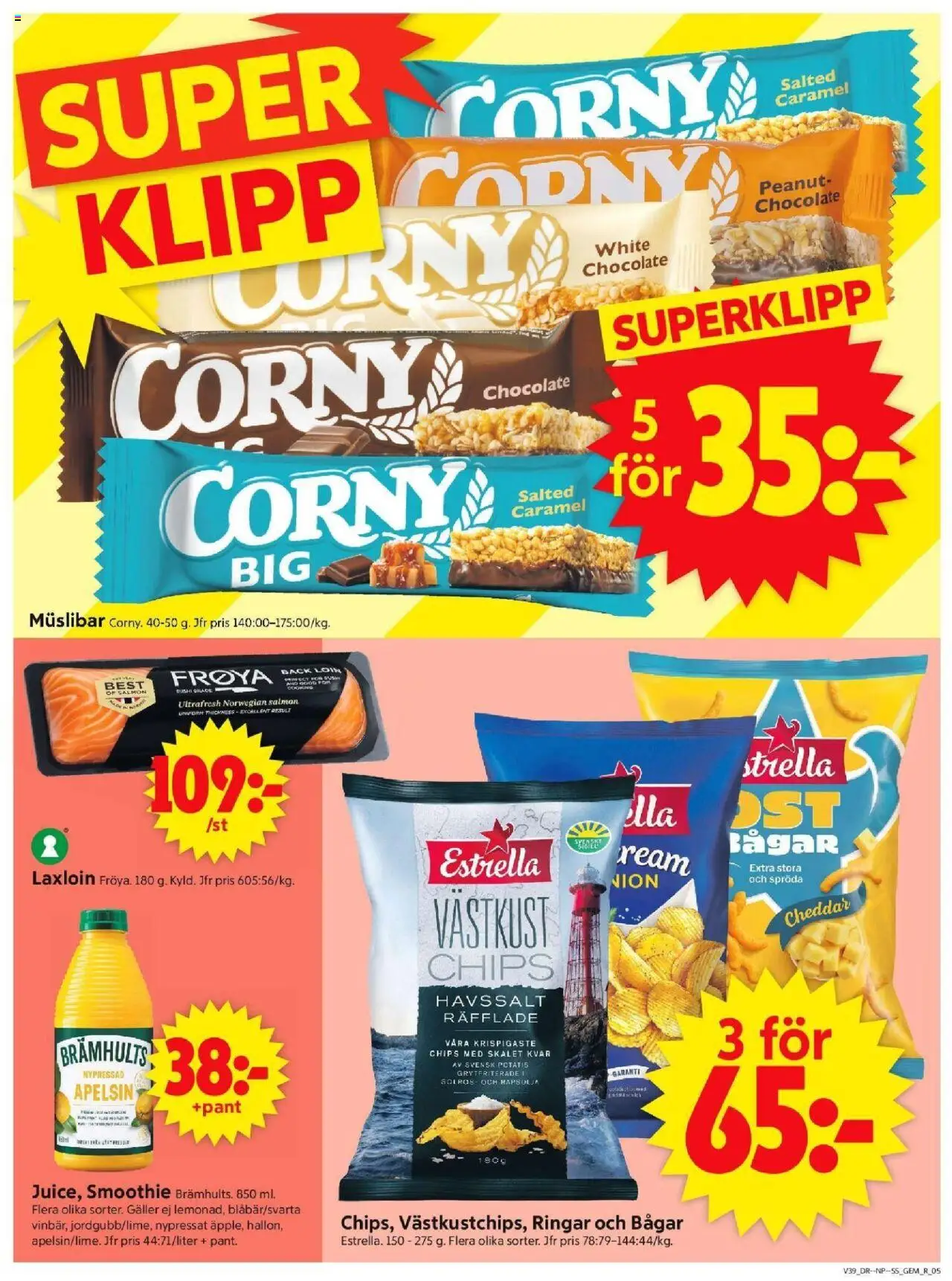 ICA Supermarket reklamblad aktuell från 22.09.2025 | Sida: 5 | Produkter: Galler, Cheddar, Rapsolja, Apelsin