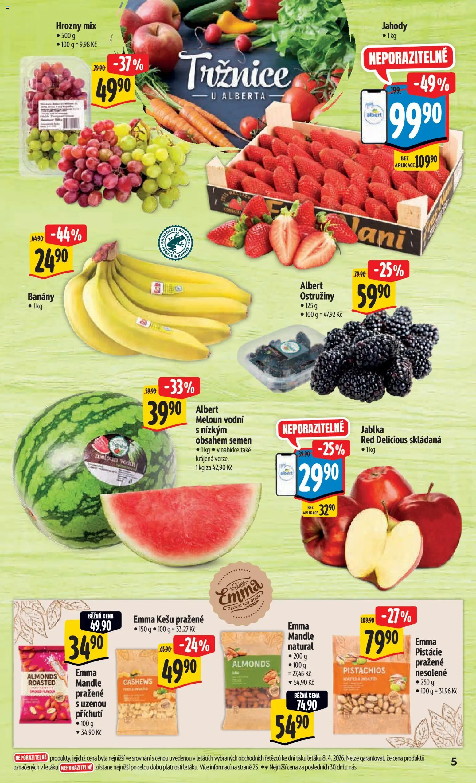Albert leták - Hypermarket od 15.04.2026 | Strana: 11 | Produkty: Pistácie, Mandle, Hrozny, Meloun vodní
