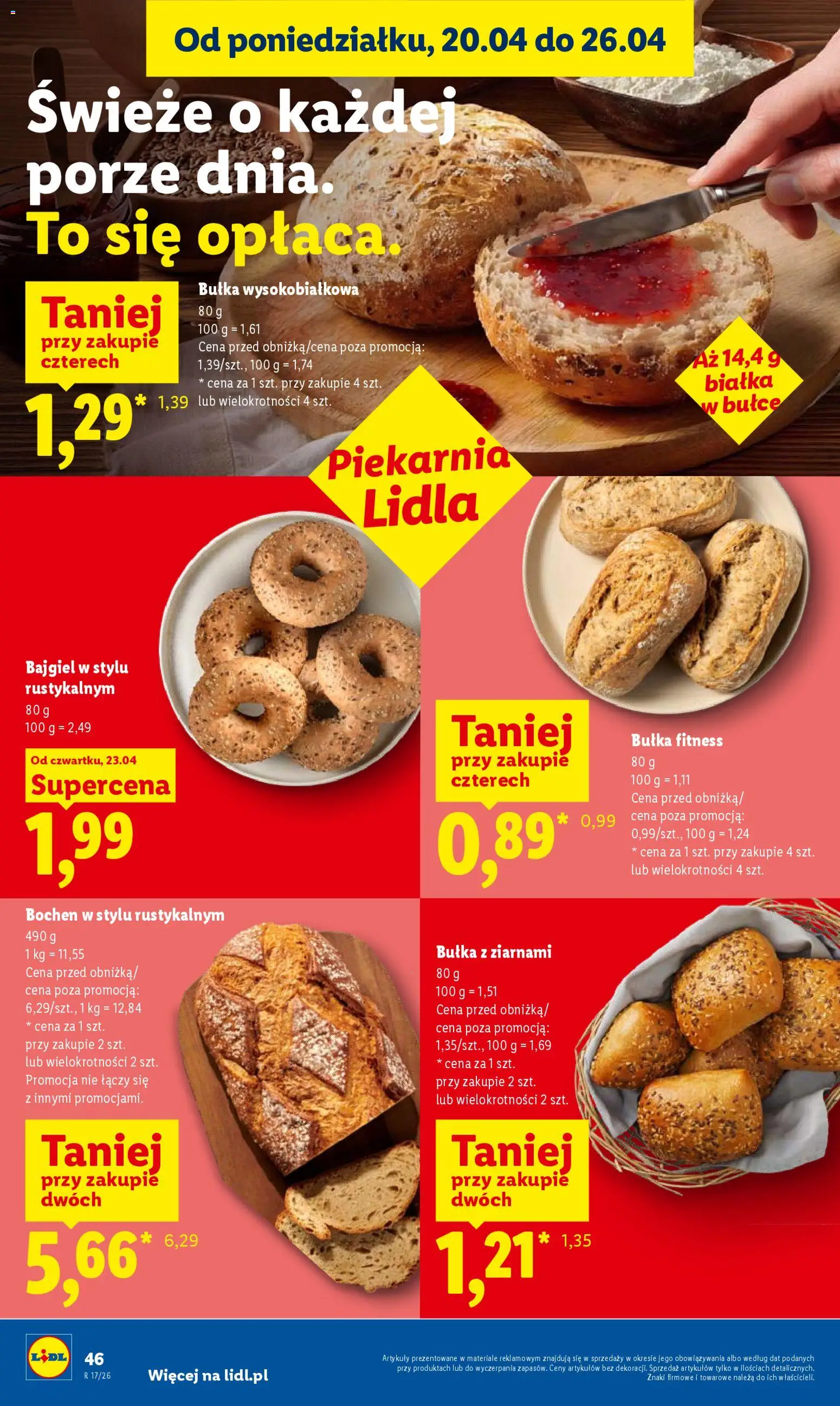 Lidl gazetka od 23.04.2026 | Strona: 46 | Produkty: Piekarnia, Bułka fitness, Bułka
