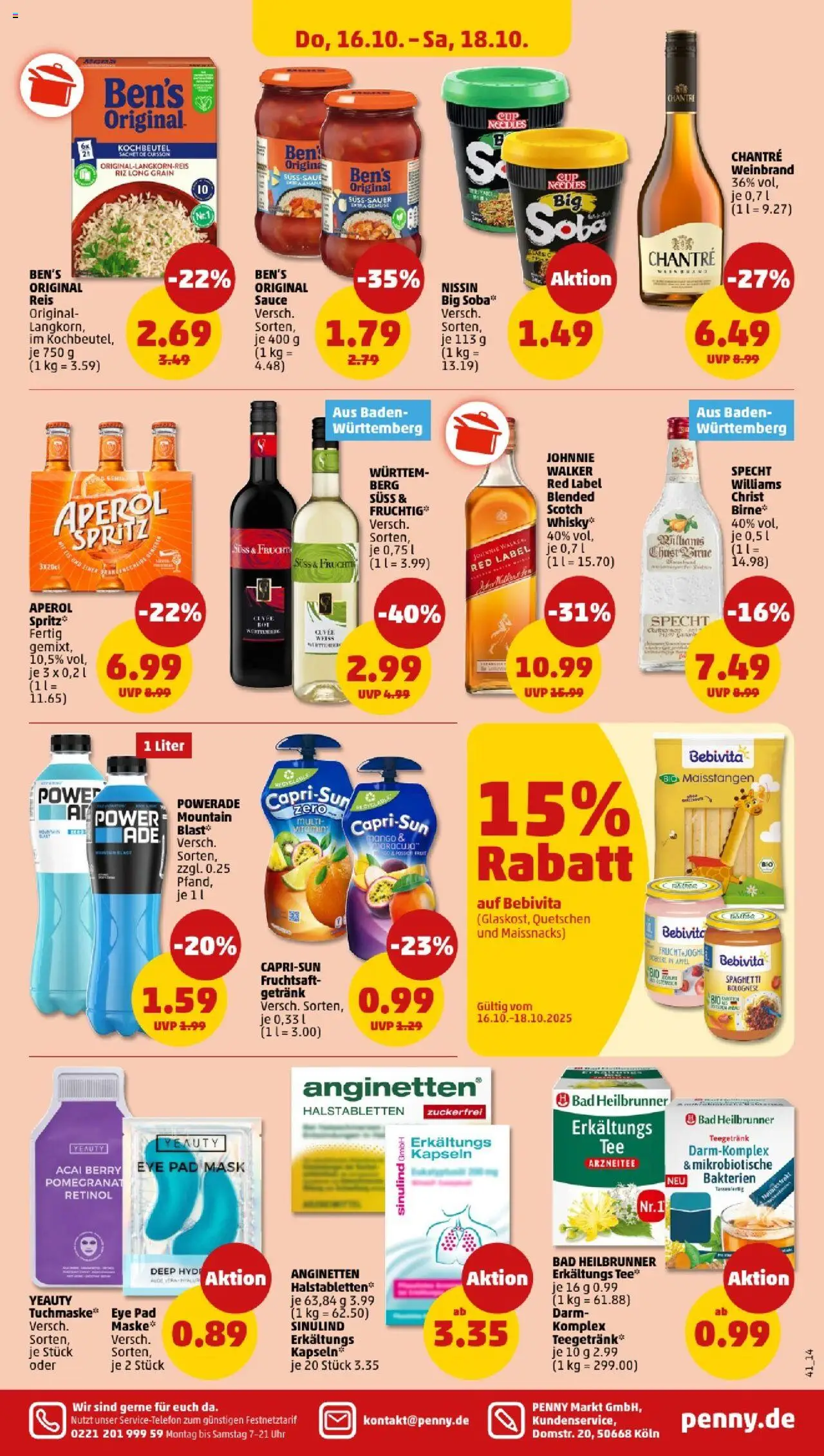Penny - Baden-Württemberg – gültig ab 13.10.2025 | Seite: 45 | Produkte: Äpfel, Aperol, Tuchmaske, Uhr