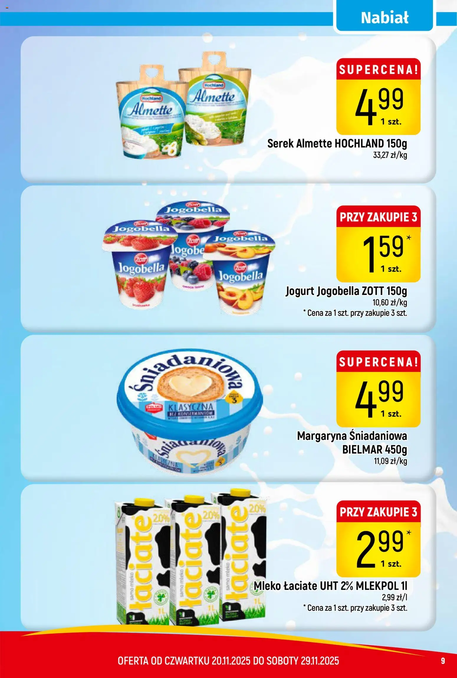 Piotruś Pan Gazetka od 20.11.2025 | Strona: 9 | Produkty: Serek, Margaryna, Mleko, Jogurt