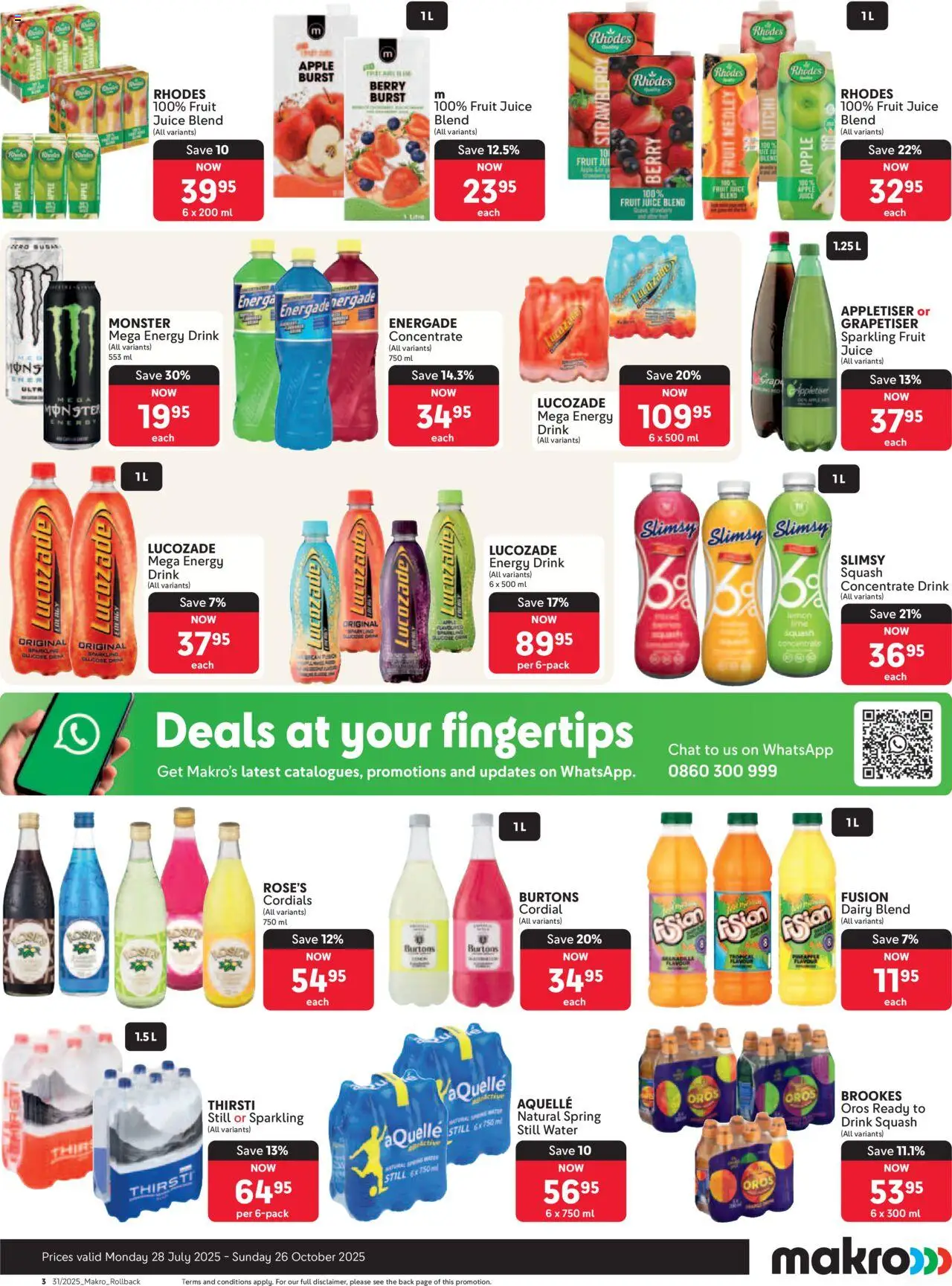 Makro - Rollback Specials │ valid from 28.07.2025 | Page: 3 | Products: Water, Fruit, Sugar, Lime
