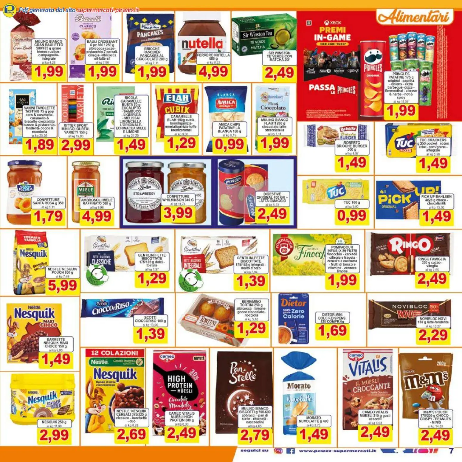 Volantino Pewex del 25.02.2026 | Pagina: 7 | Prodotti: Latte, Tubo, Nutella, Fette biscottate