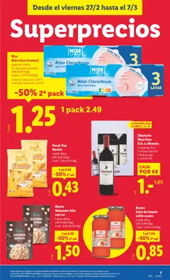 Vista previa Snack Day Nachos, 1 ud de 150 g válido desde el 27.02.2026 | Página: 3 | Productos: Salsa de tomate, Peso, Caja, Atún claro