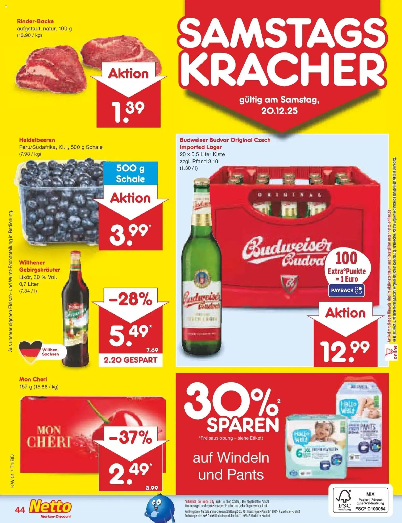 Netto Marken-Discount prospekt Thiendorf	 – gültig ab 15.12.2025 | Seite: 52 | Produkte: Wilthener, Wilthener gebirgskrauter, Fleisch, Mon cheri
