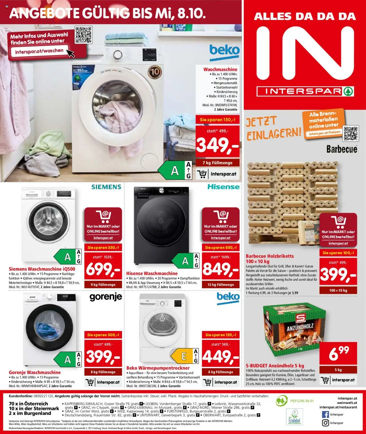 Interspar Flugblatt - Steiermark gültig ab 18.09.2025 | Seite: 19 | Produkte: Waschmaschine, Ofen