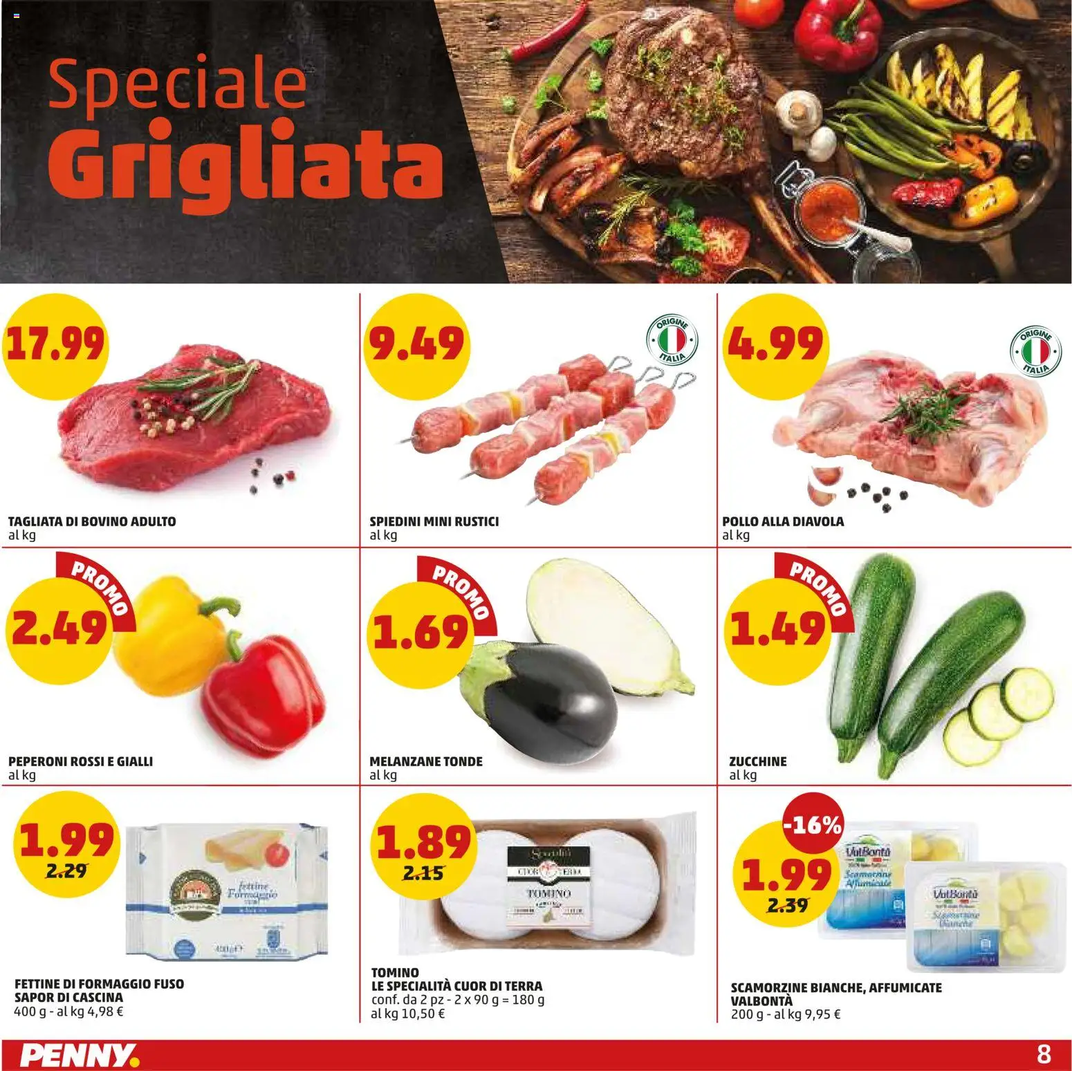 Volantino PENNY del 26.03.2026 | Pagina: 8 | Prodotti: Bovino, Pollo, Zucchine, Rustici