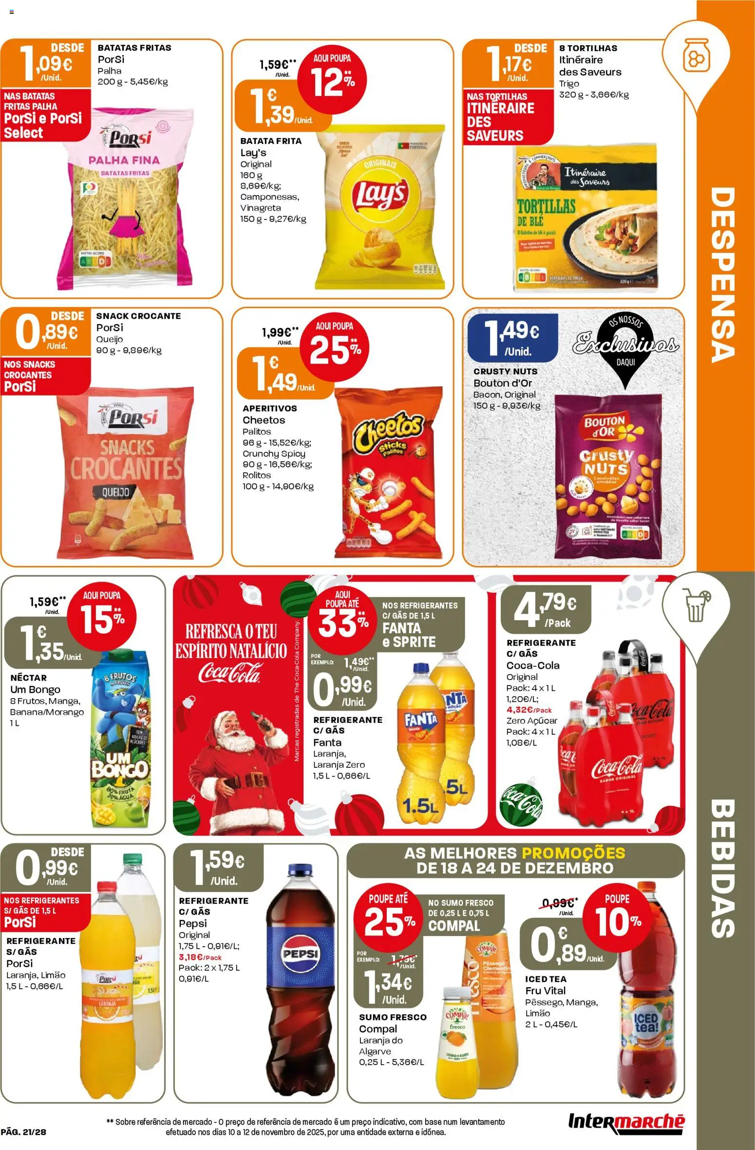 Intermarché Folheto Contact │ válido de 18.12.2025 | Página: 21 | Produtos: Refrigerante, Fanta, Queijo, Sumo