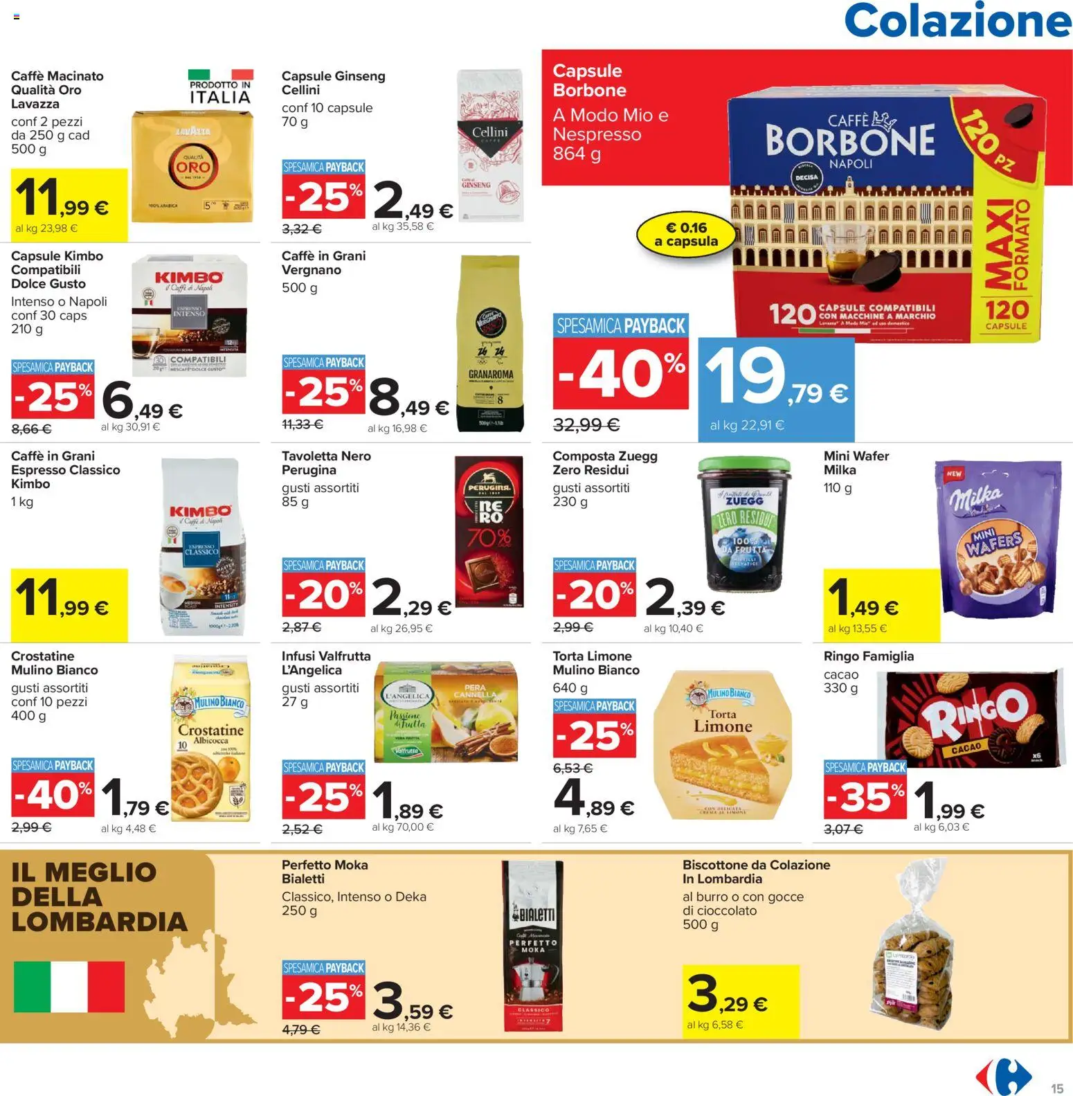 Volantino Carrefour del 21.04.2026 | Pagina: 15 | Prodotti: Caffè, Crostatine, Lavazza, Macinato