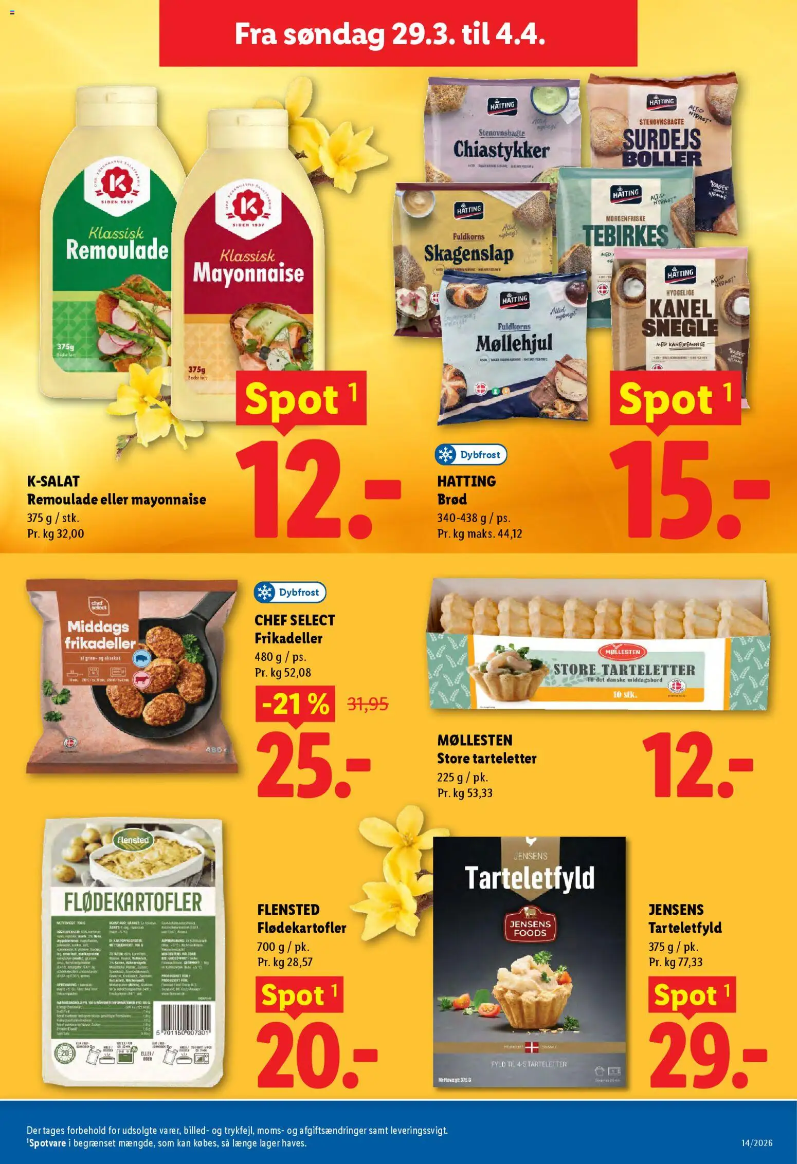 Lidl tilbudsavis – gyldig fra 29.03.2026 | Side: 15 | Produkter: Brød, Tebirkes, Frikadeller, Tarteletter