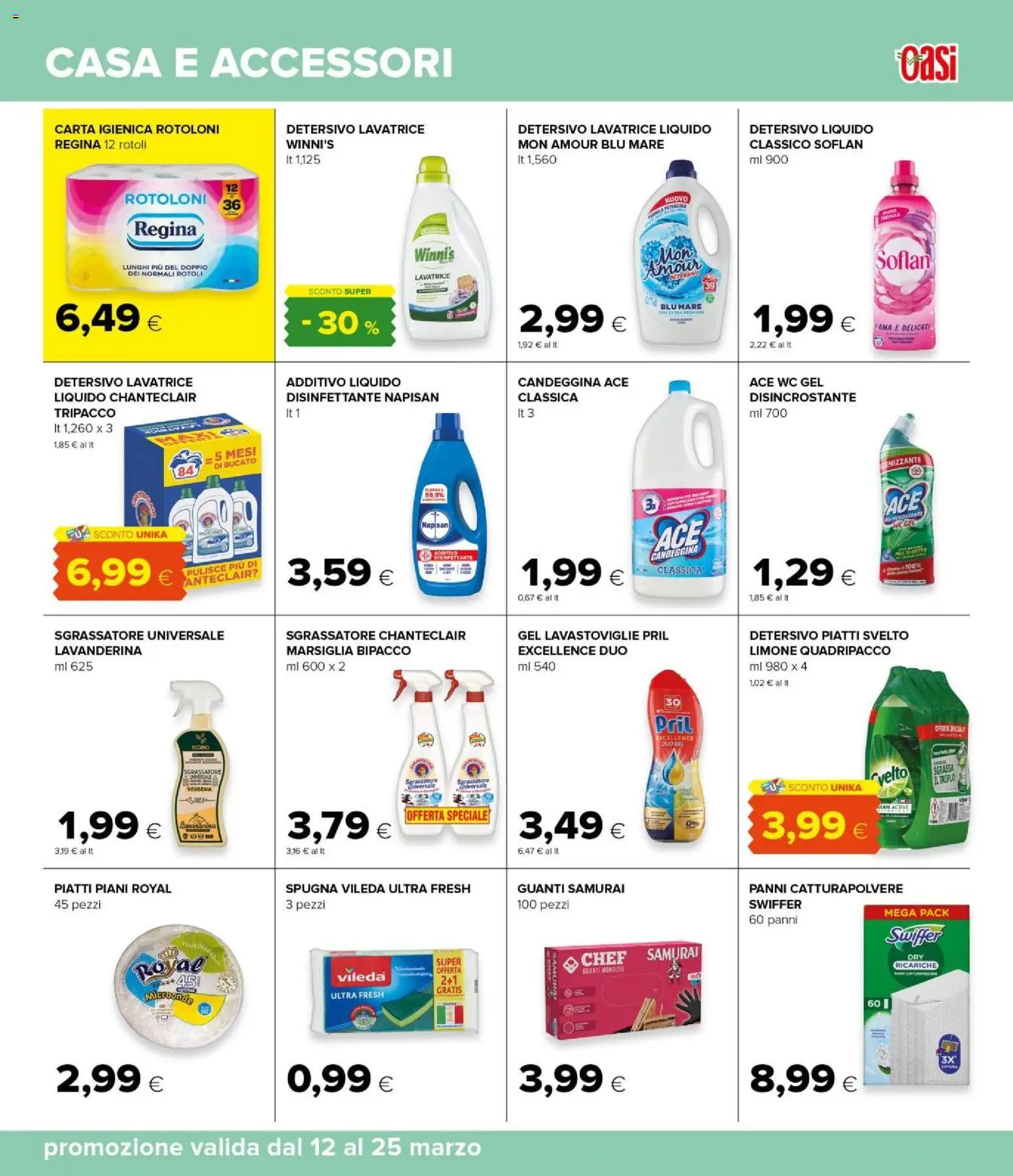 Volantino Oasi del 12.03.2026 | Pagina: 27 | Prodotti: Spugna, Candeggina, Guanti, Lavastoviglie