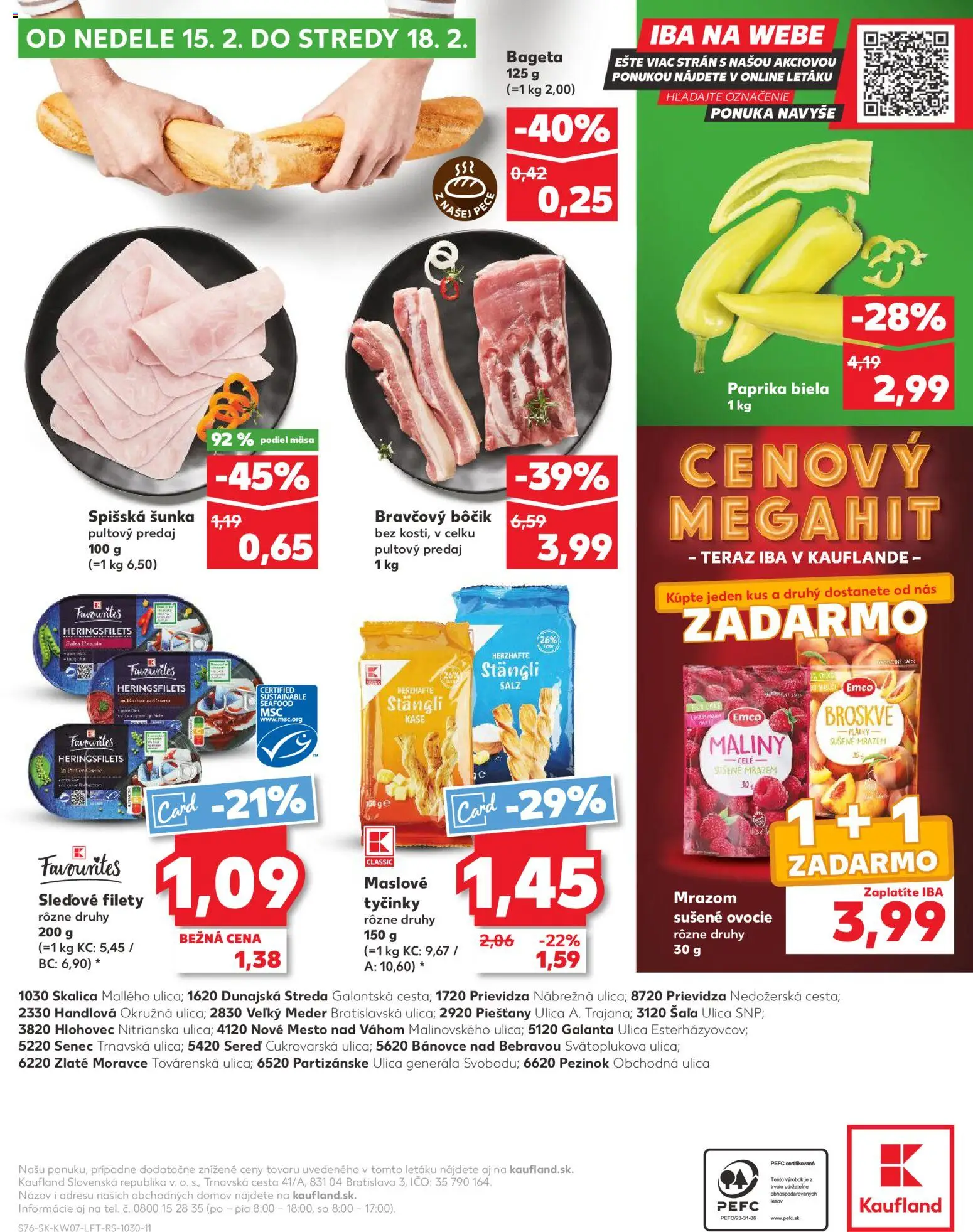 Nové Kaufland akcie – leták je platný od 12.02.2026 | Strana: 76 | Produkty: Šunka, Bravčový bôčik, Maliny, Ovocie