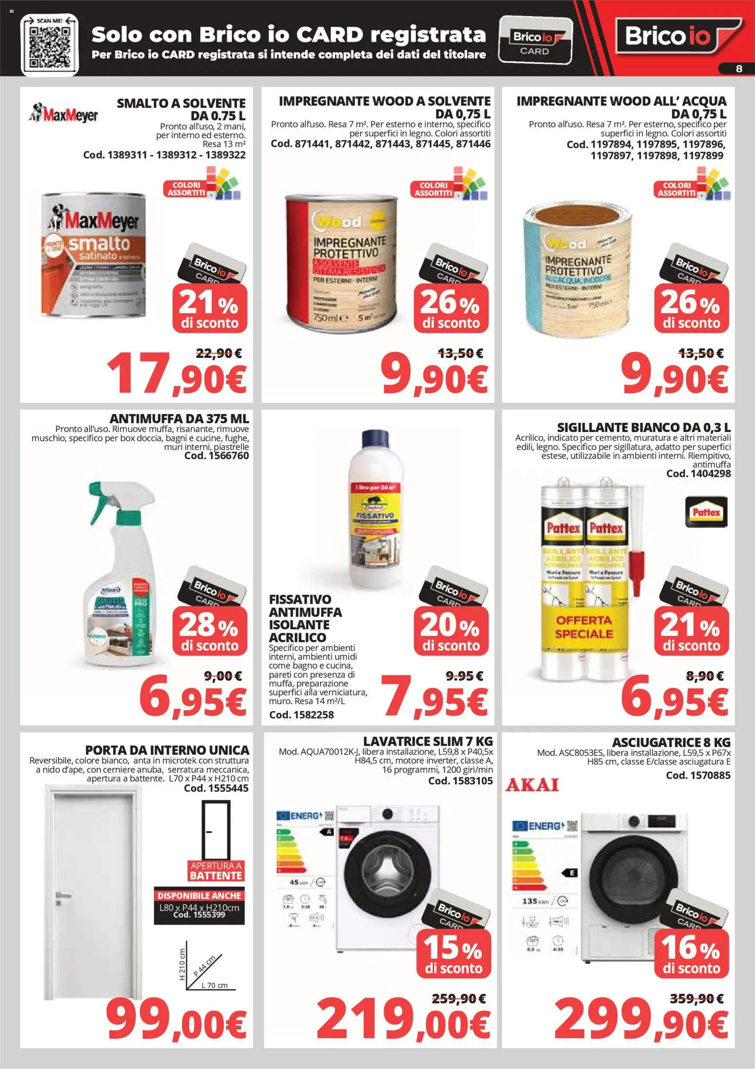 Volantino Brico io del 02.04.2026 | Pagina: 8 | Prodotti: Acqua, Lavatrice, Piastrelle, Impregnante