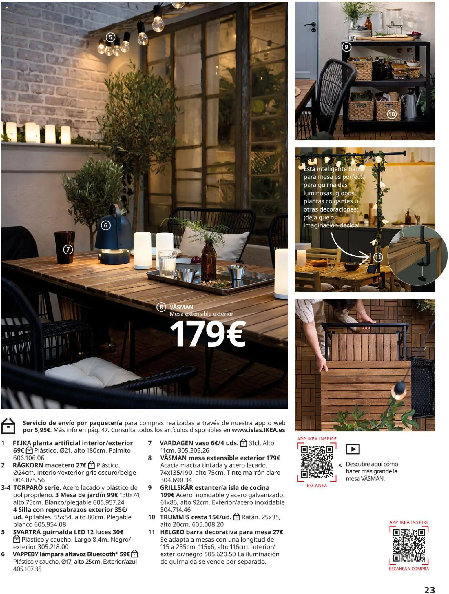 Catálogo IKEA Muebles de exterior │ válido desde el 17.12.2025 | Página: 23 | Productos: Mesa de jardín, Tinte, Planta artificial, Galette de chaise