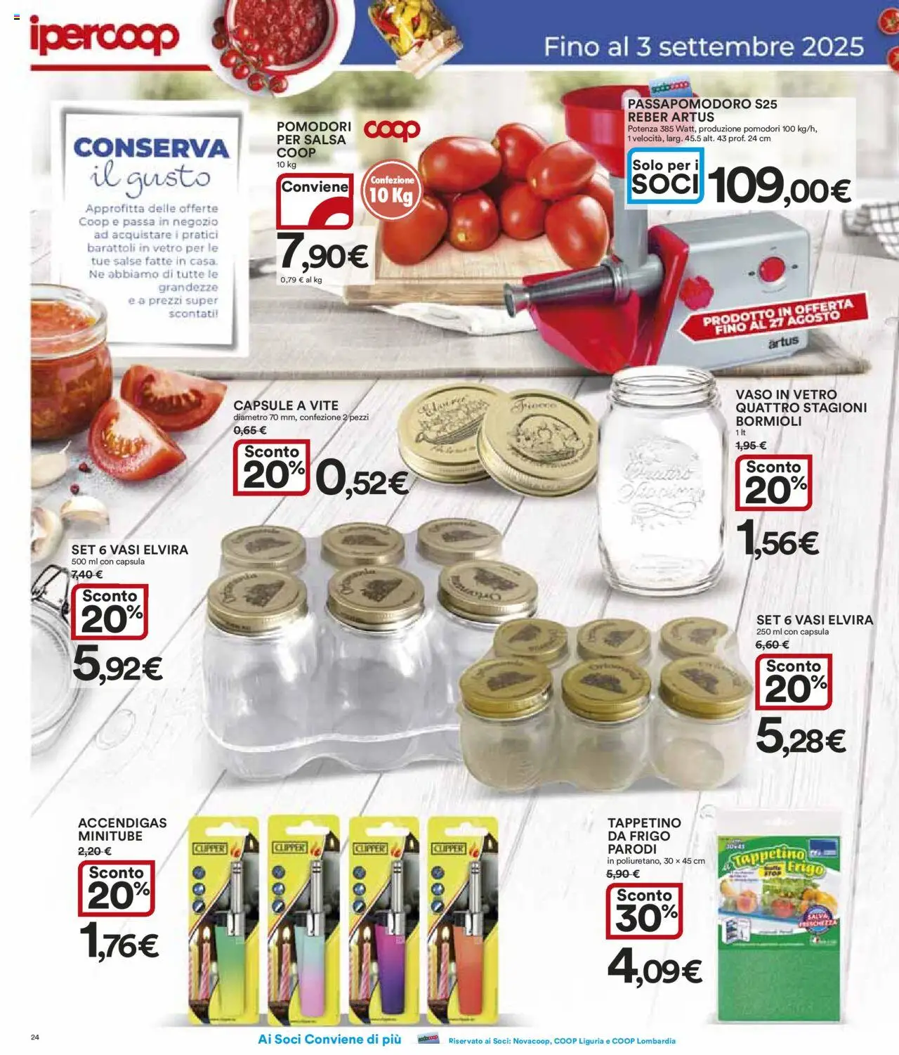 Volantino Ipercoop del 14.08.2025 | Pagina: 24 | Prodotti: Salsa, Passapomodoro, Barattoli, Vaso