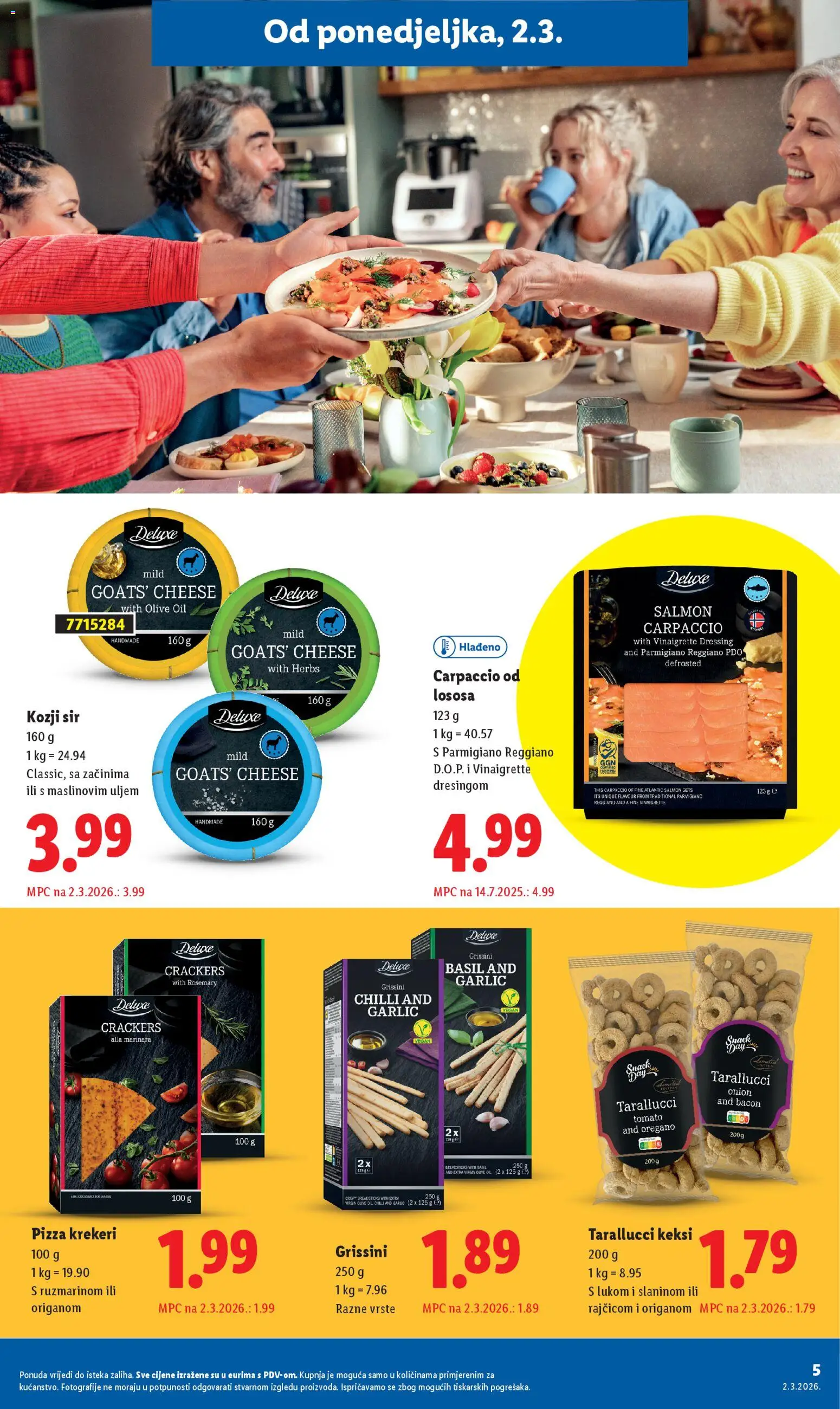 Lidl katalog | vrijedi od 02.03.2026 | Stranica: 5 | Proizvodi: Keksi, Sir, Pizza, Krekeri