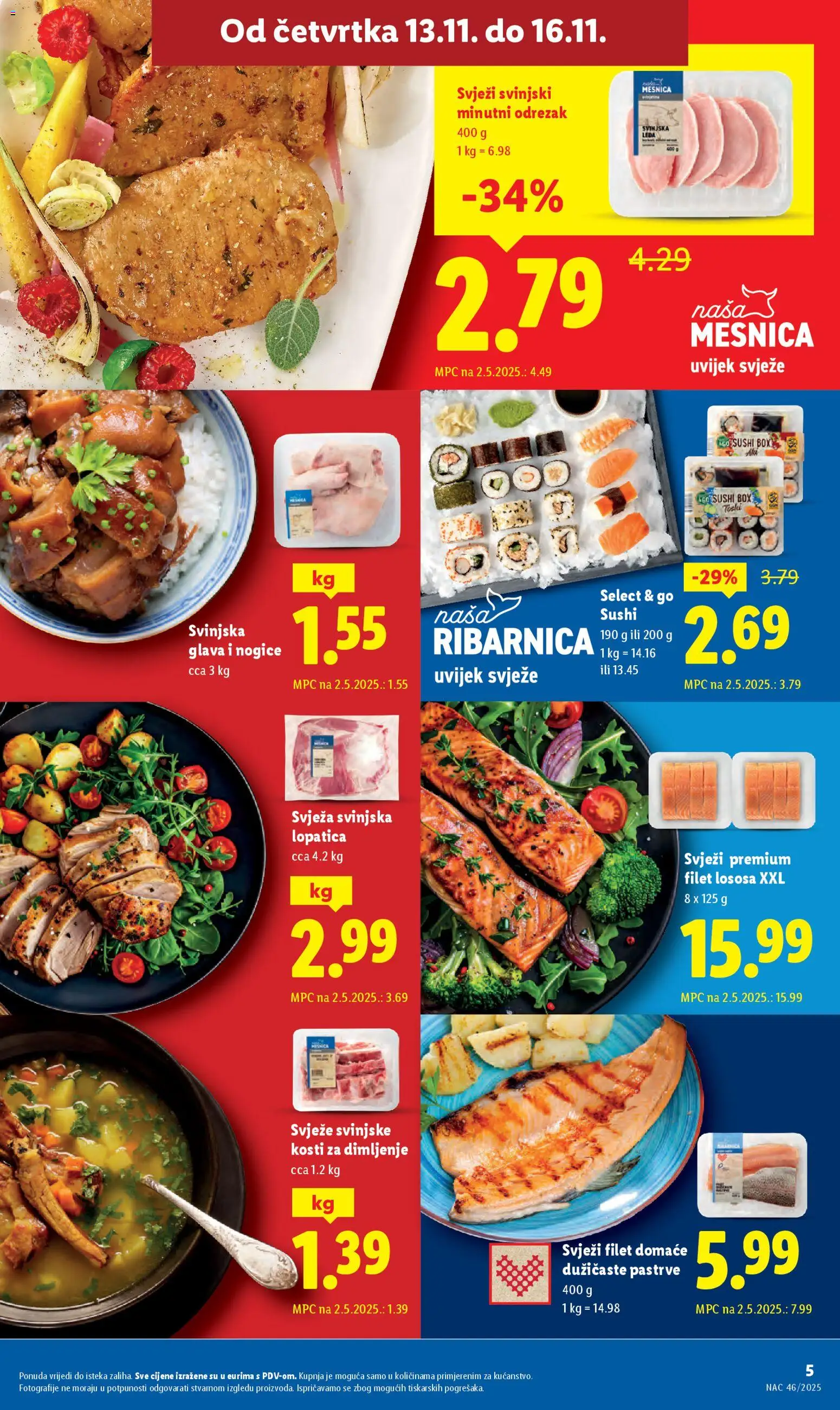 Lidl katalog | vrijedi od 13.11.2025 | Stranica: 5 | Proizvodi: Svinjska lopatica, Sushi, Lopatica