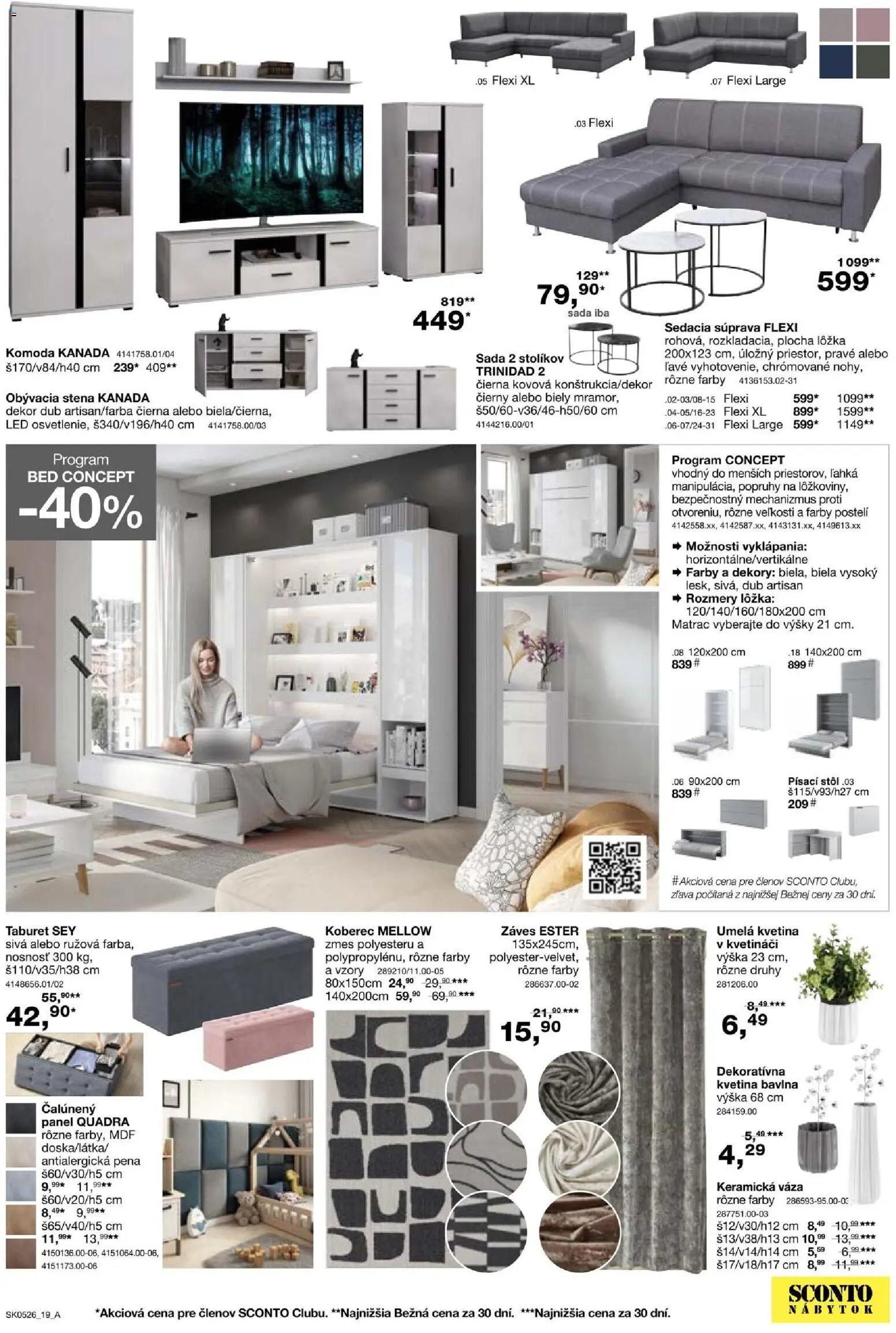 Nové Sconto nábytok akcie – leták je platný od 25.03.2026 | Strana: 19 | Produkty: Nábytok, Matrac, Sedacia súprava, Stôl