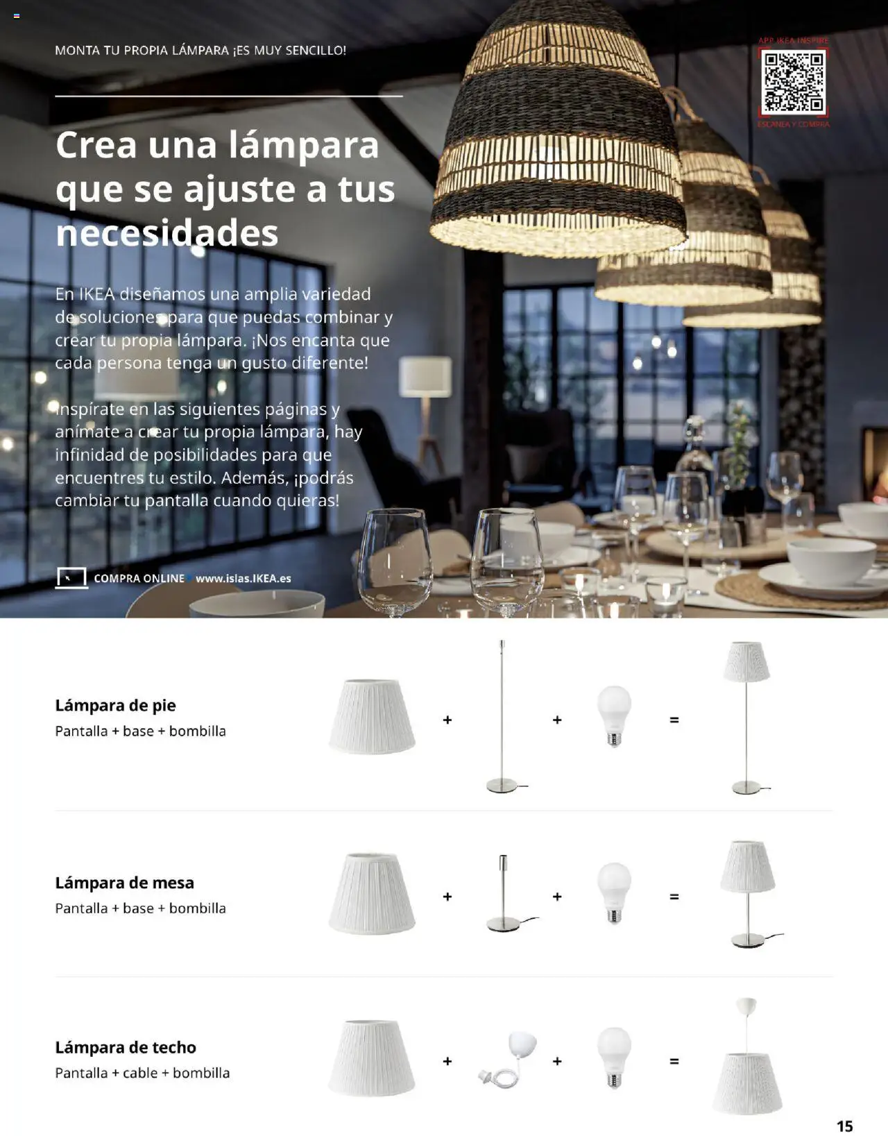 Catálogo IKEA Iluminación │ válido desde el 06.02.2025 | Página: 15 | Productos: Lámpara de techo, Lámpara de pie, Mesa, Lámpara