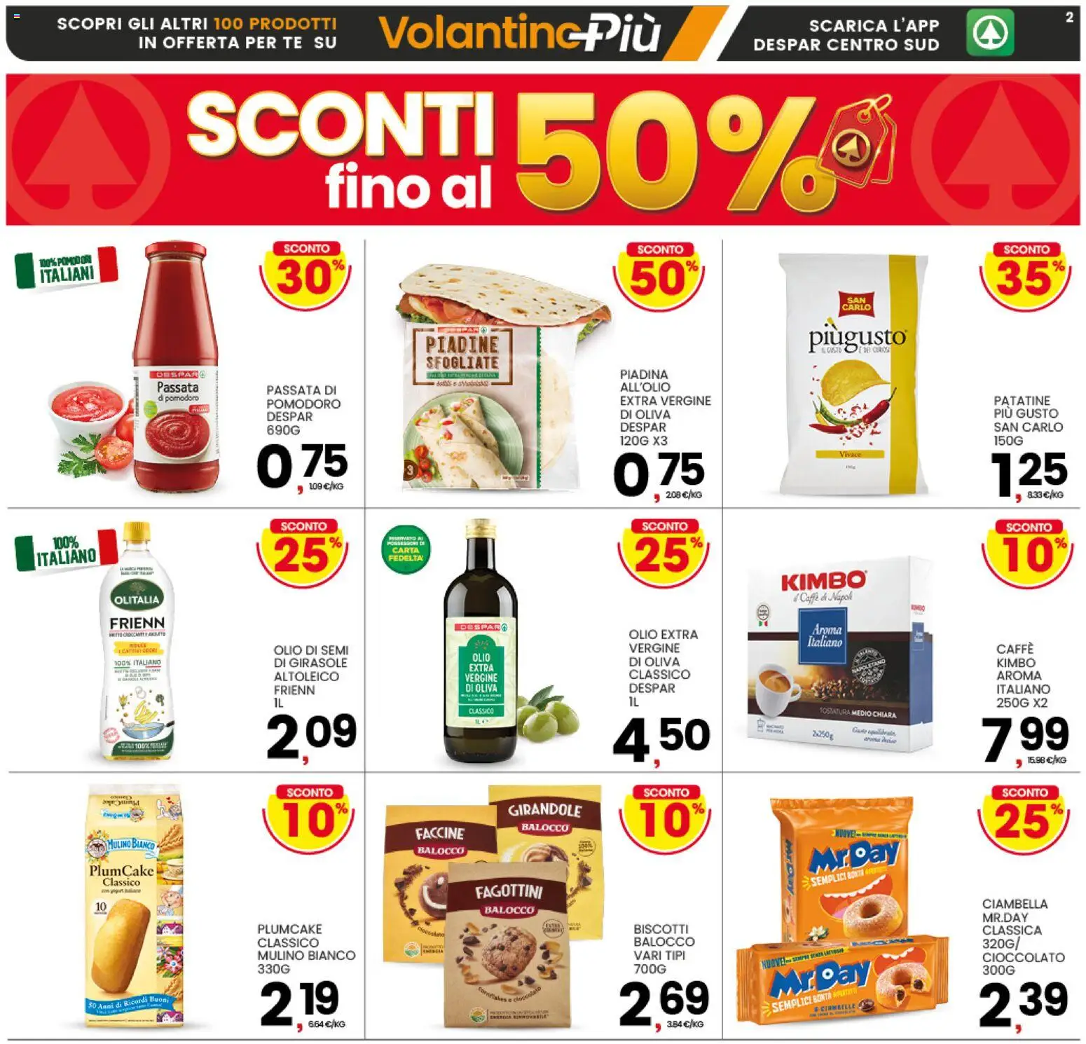 Volantino Interspar del 23.10.2025 | Pagina: 2 | Prodotti: Caffè, Cioccolato, Tè, Pomodoro