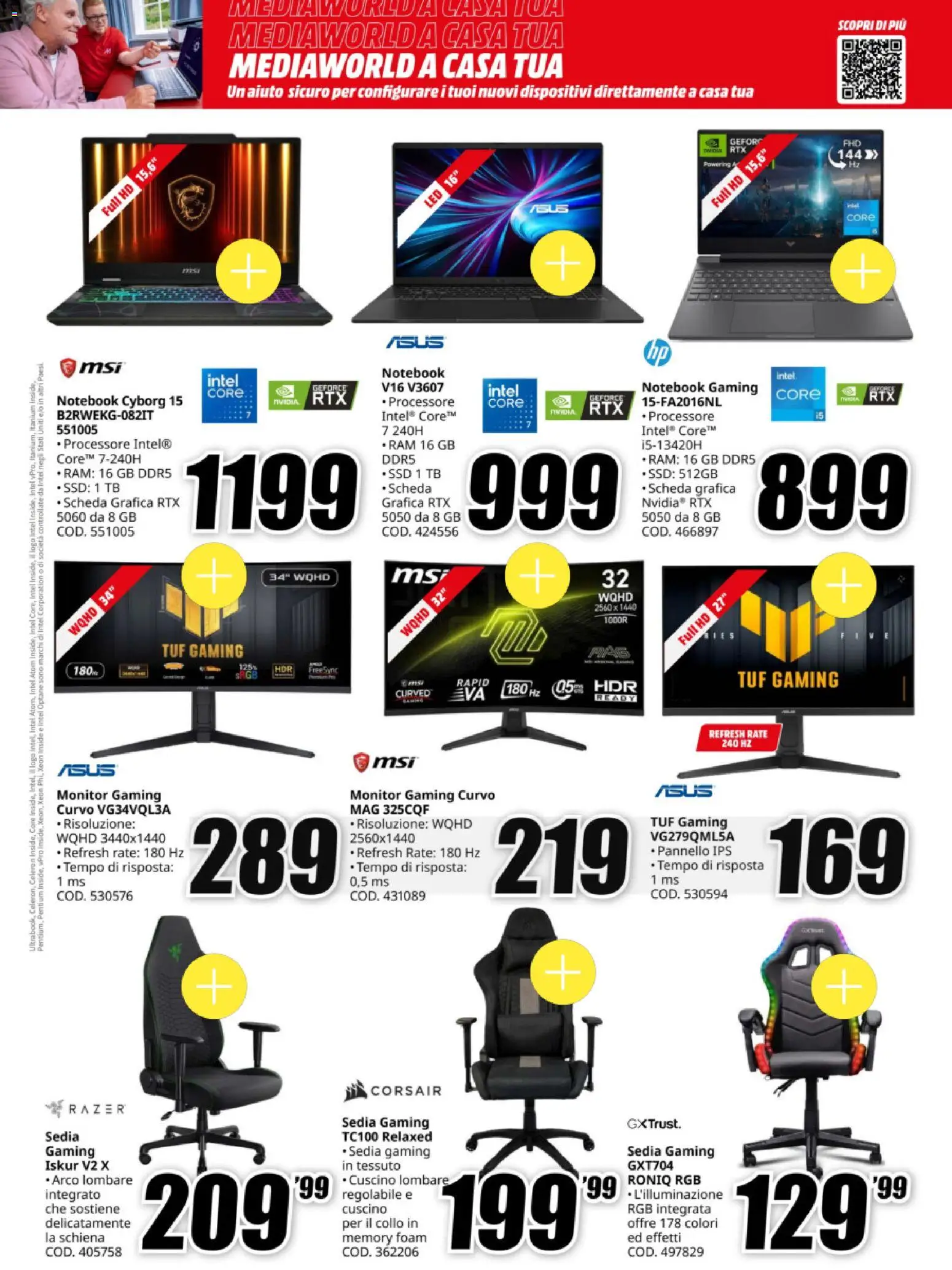 Volantino Media World del 09.01.2026 | Pagina: 17 | Prodotti: Monitor, Notebook, Cuscino, Sedia