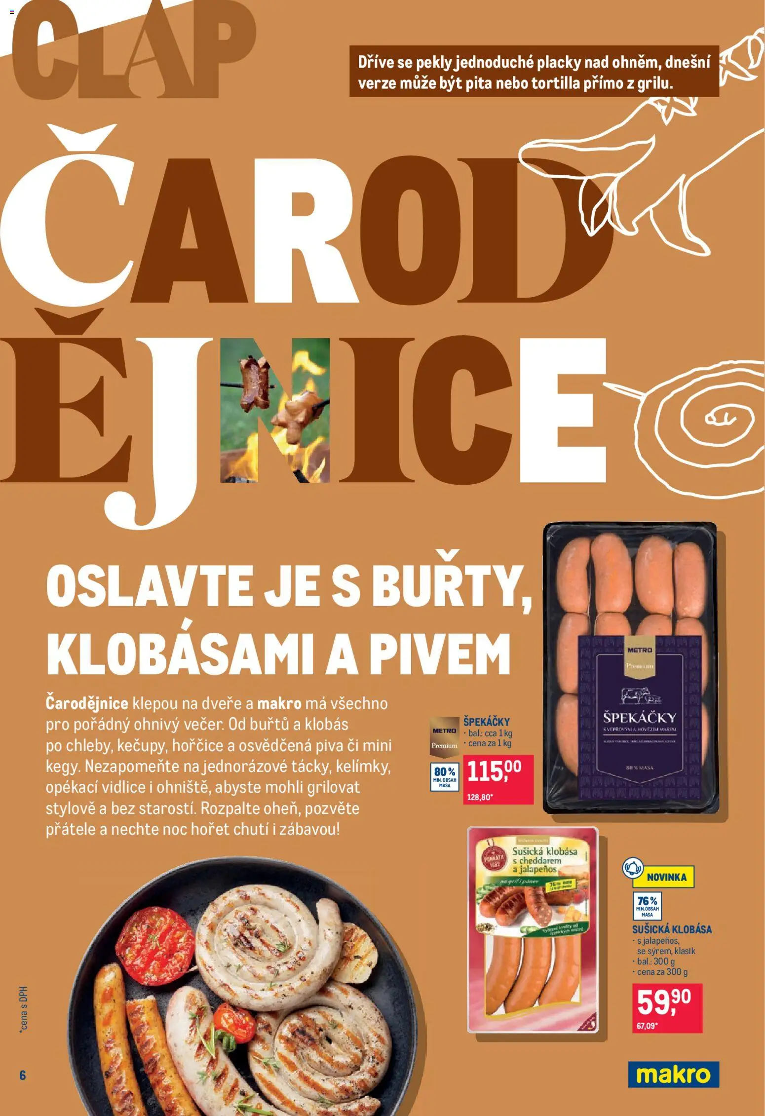 Makro leták - Pro milovníky jídla od 22.04.2026 | Strana: 6 | Produkty: Klobása, Sušička, Jalapeňos, Tortilla