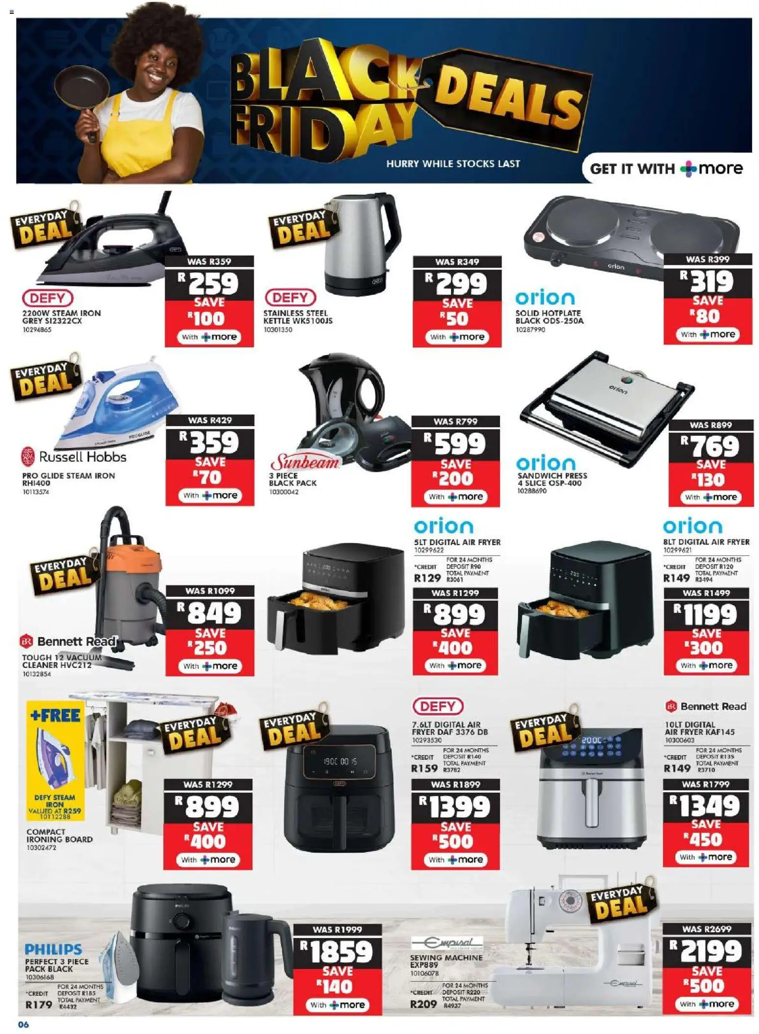New Russells catalogue – valid from 10.11.2025 | Page: 6 | Products: Kettle, Press, Sewing machine, Air fryer