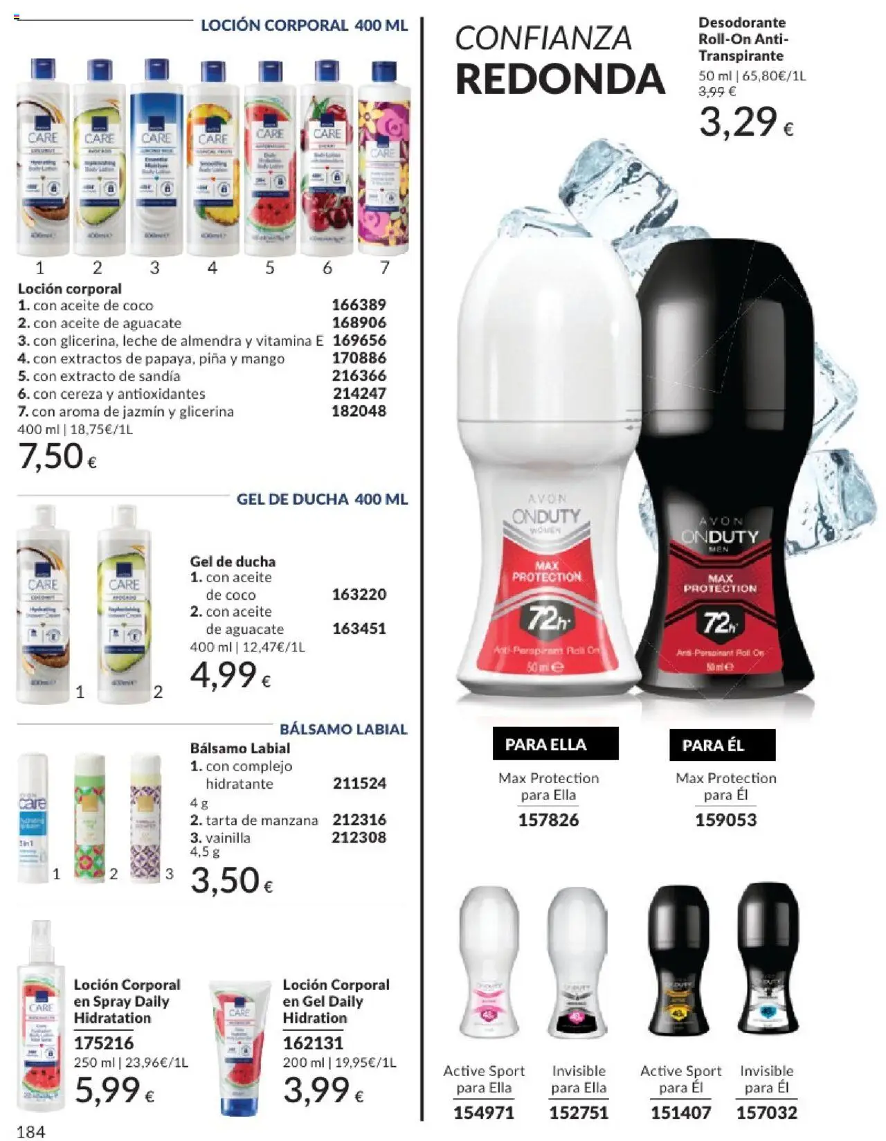 Catálogo AVON campaña 6 │ válido desde el 01.06.2025 | Página: 184 | Productos: Κουνουπίδι, Loción corporal, Aceite, Ducha