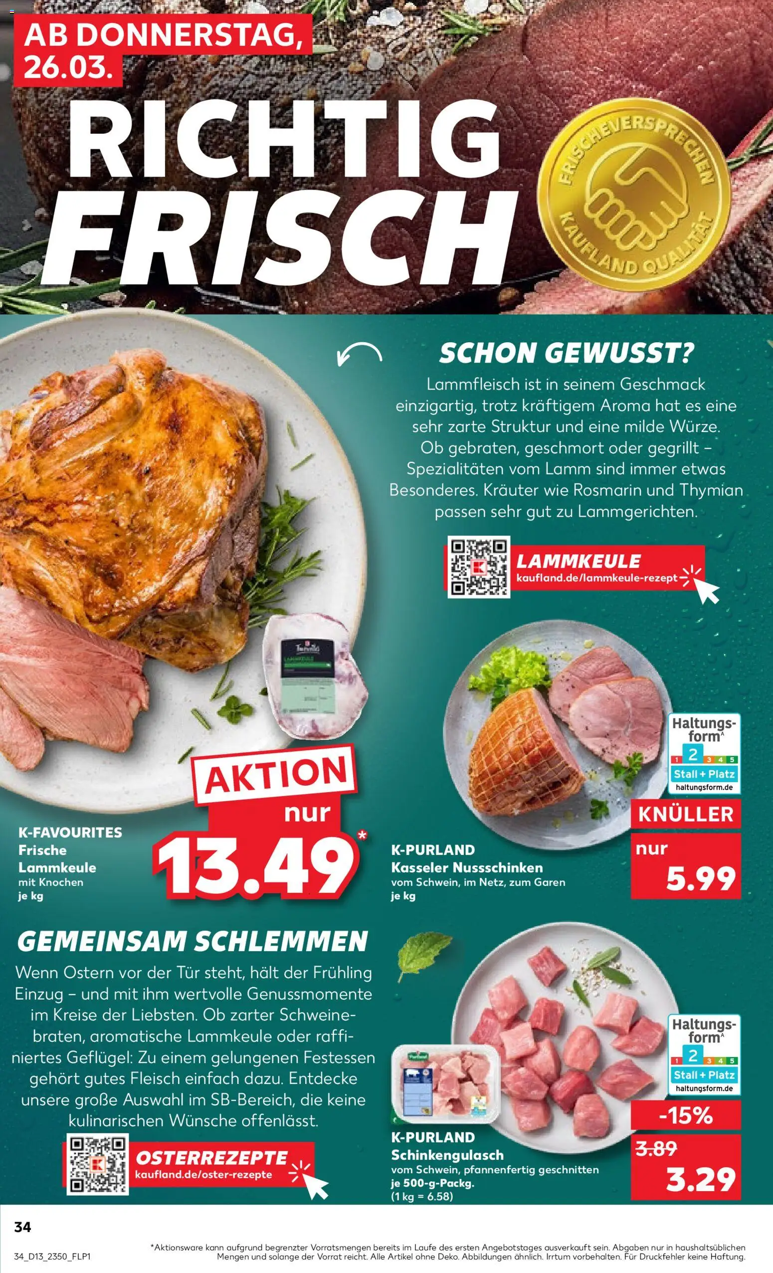 Kaufland Prospekt Völklingen	 – gültig ab 26.03.2026 | Seite: 34 | Produkte: Lammkeule, Tür, Fleisch