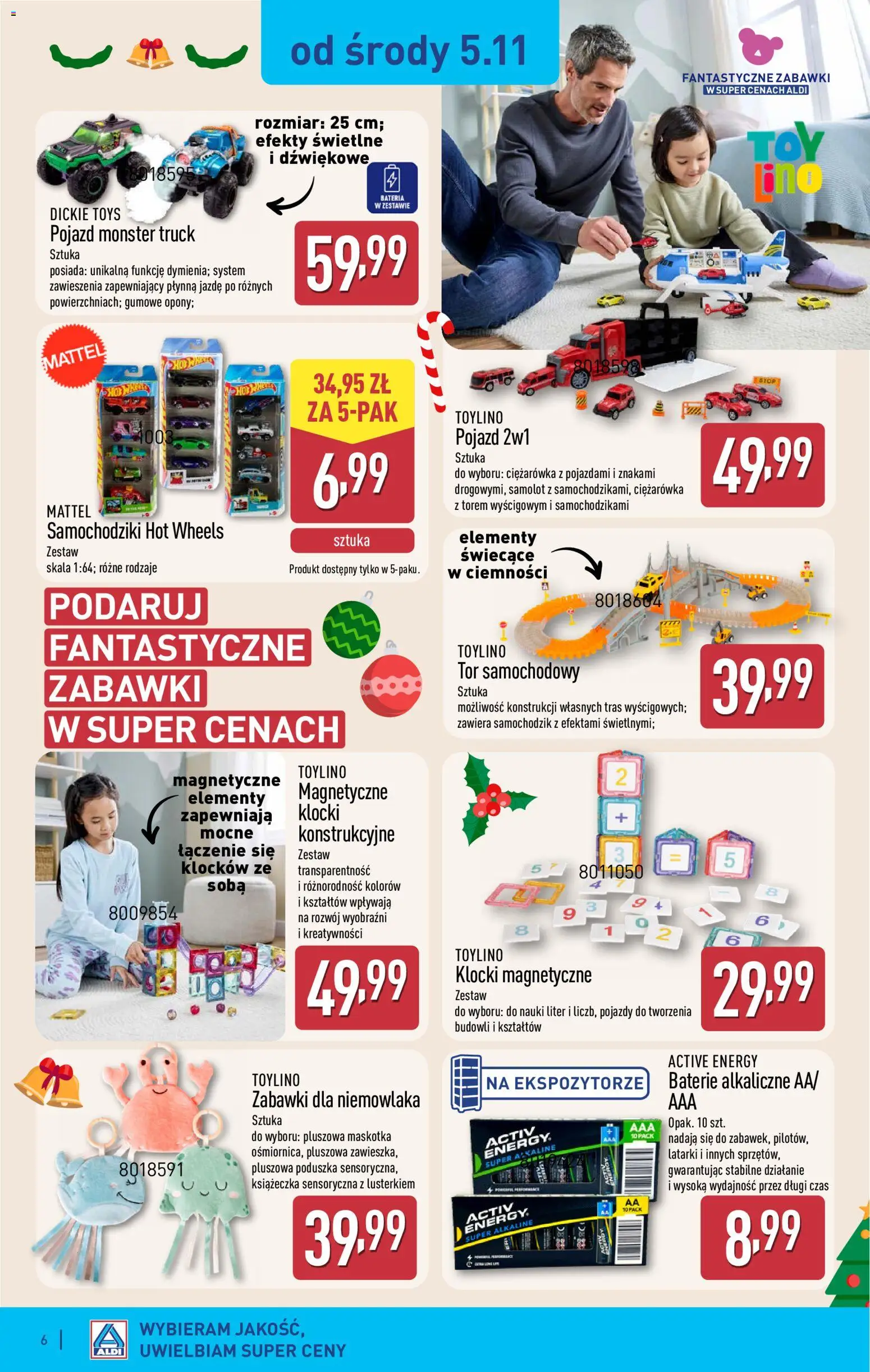 Aldi Gazetka - Hity od Środy i od Soboty od 05.11.2025 | Strona: 6 | Produkty: Baterie, Poduszka, Bateria, Klocki magnetyczne