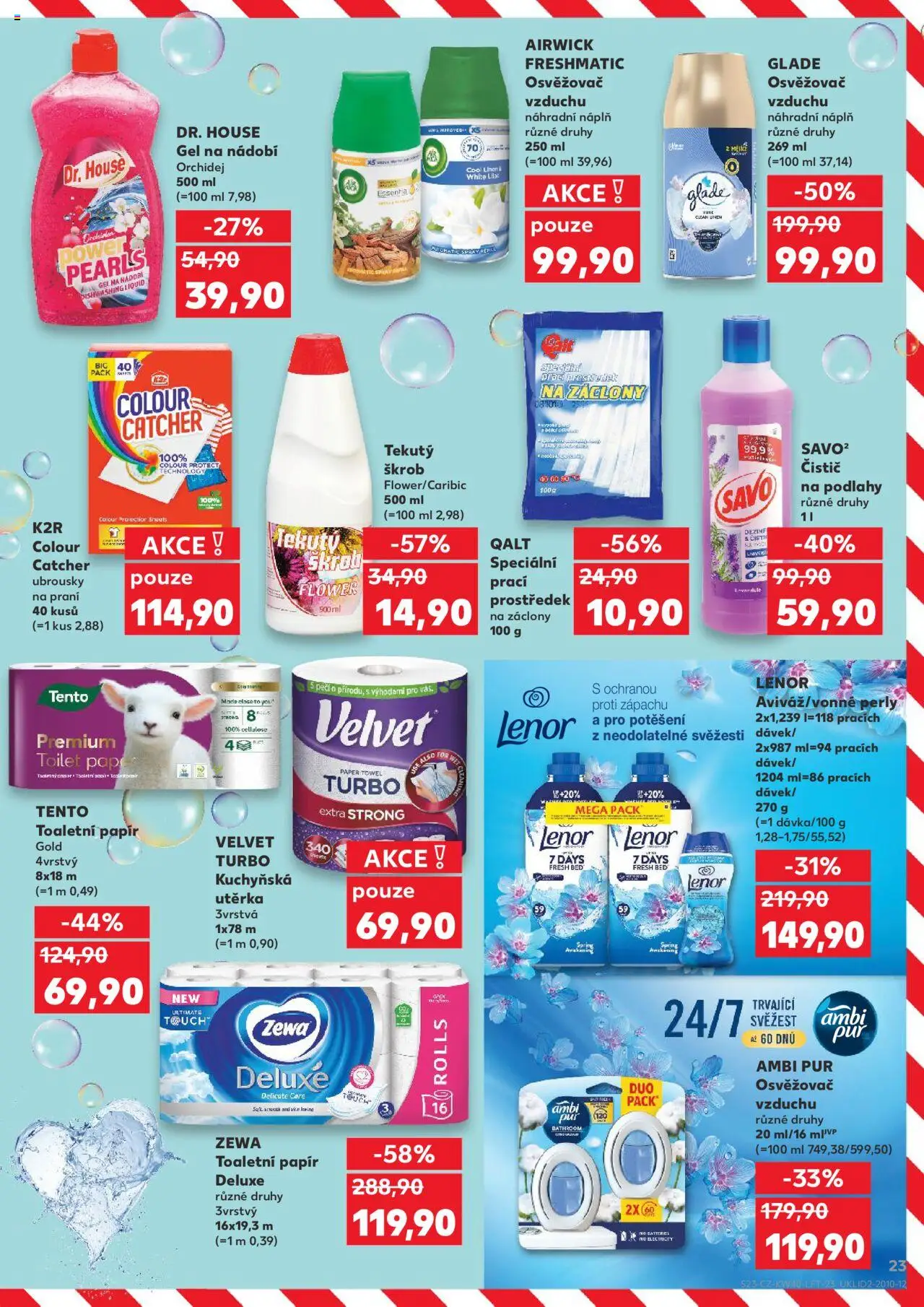 Kaufland leták od 01.10.2025 | Strana: 23 | Produkty: Lenor, Prací prostředek, Osvěžovač vzduchu, Utěrka
